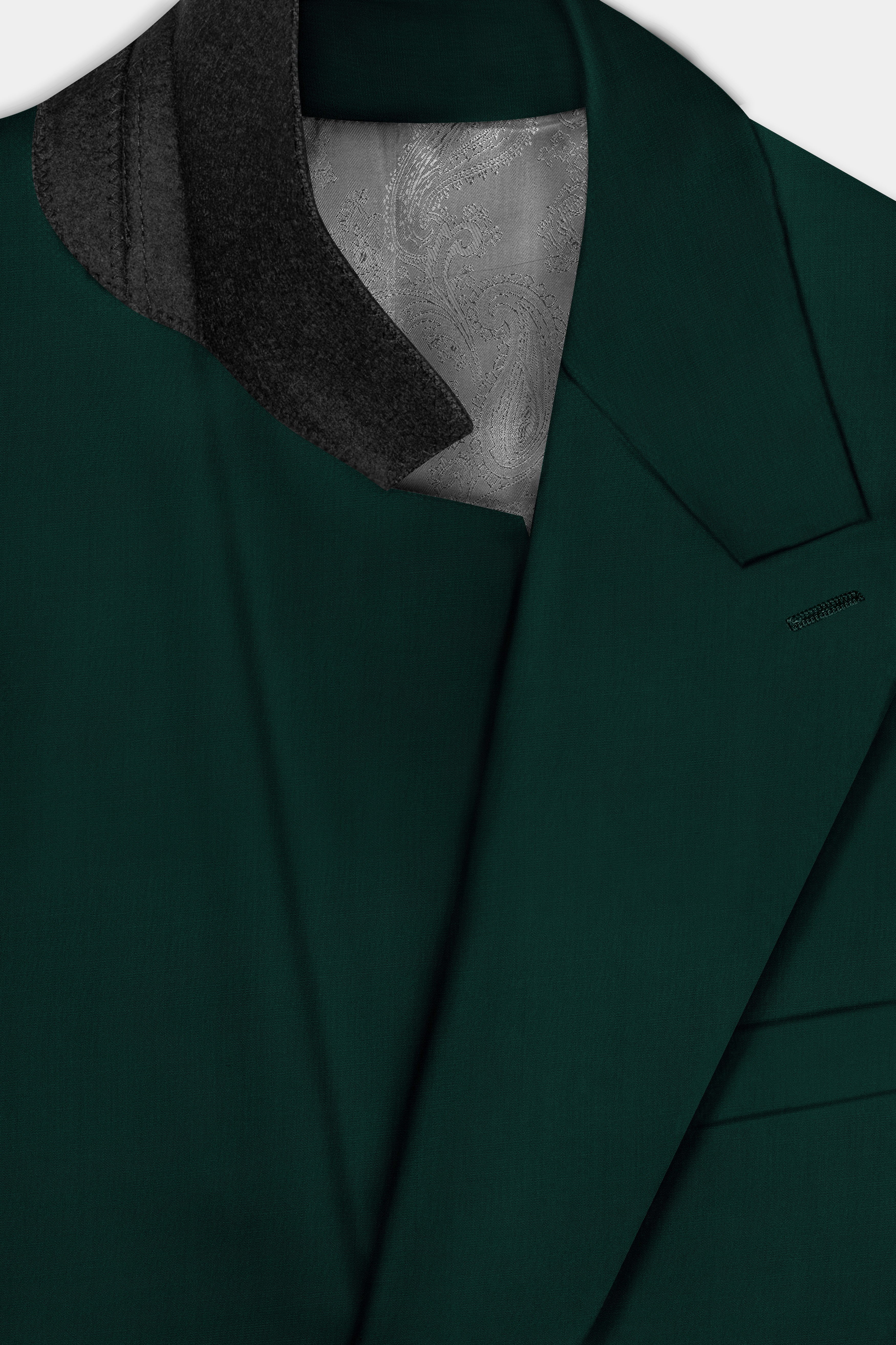 Emerald-Zucchini Green Solid Wool Rich Double Breasted Slight Stretch Blazer