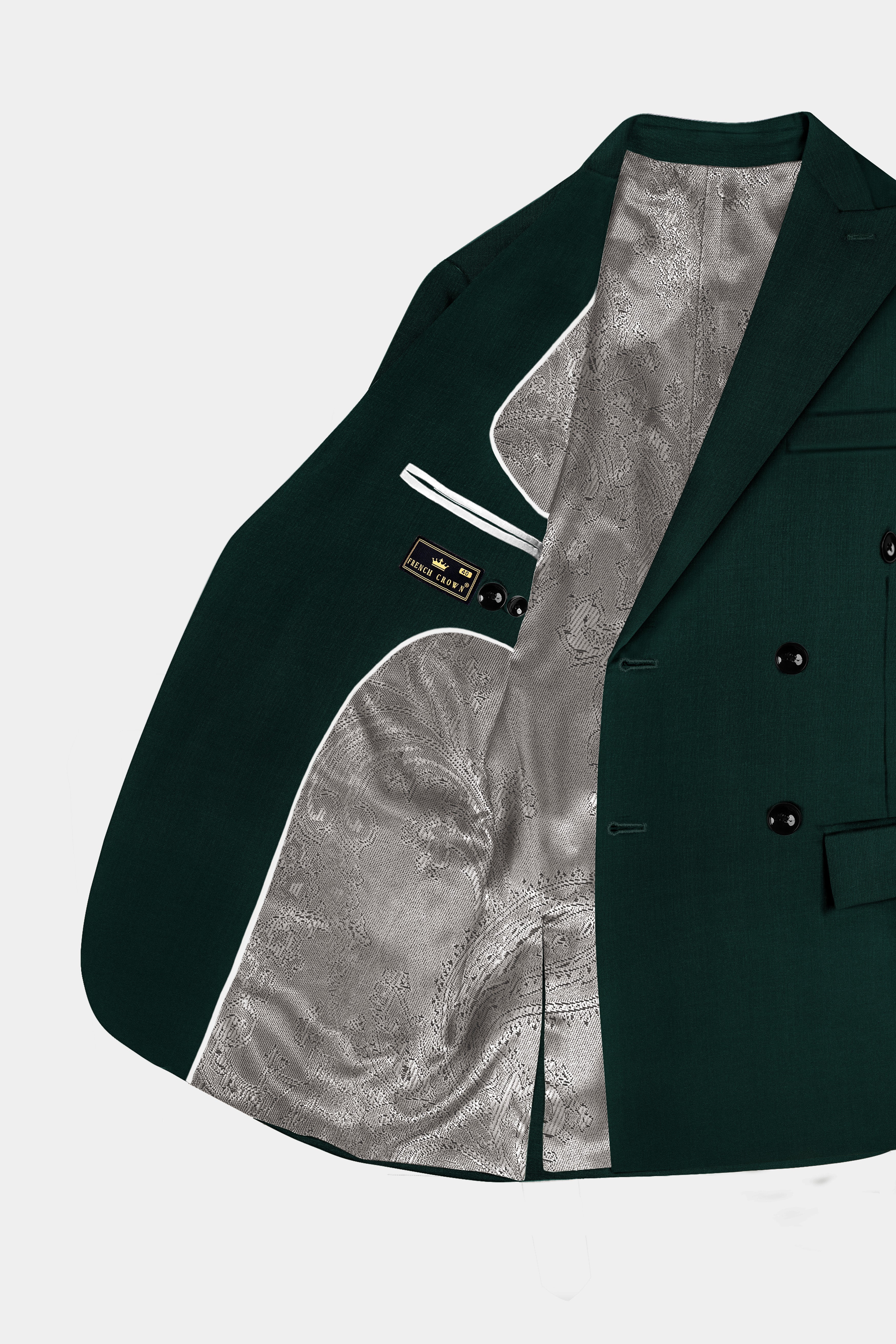 Emerald-Zucchini Green Solid Premium Wool Rich Double Breasted