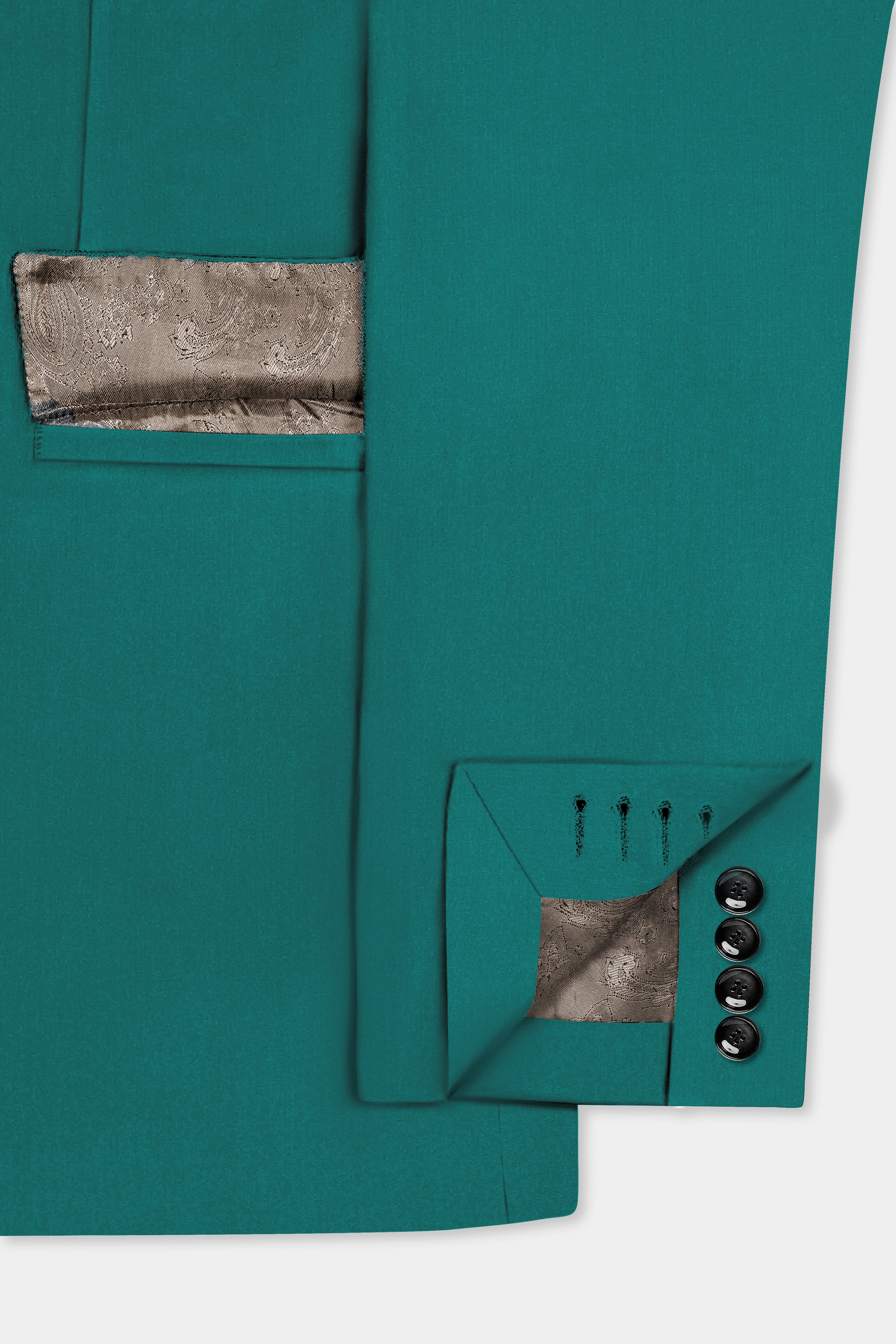 Verdant Classic-Surfie Green Solid Wool Rich Double Breasted Slight Stretch Blazer