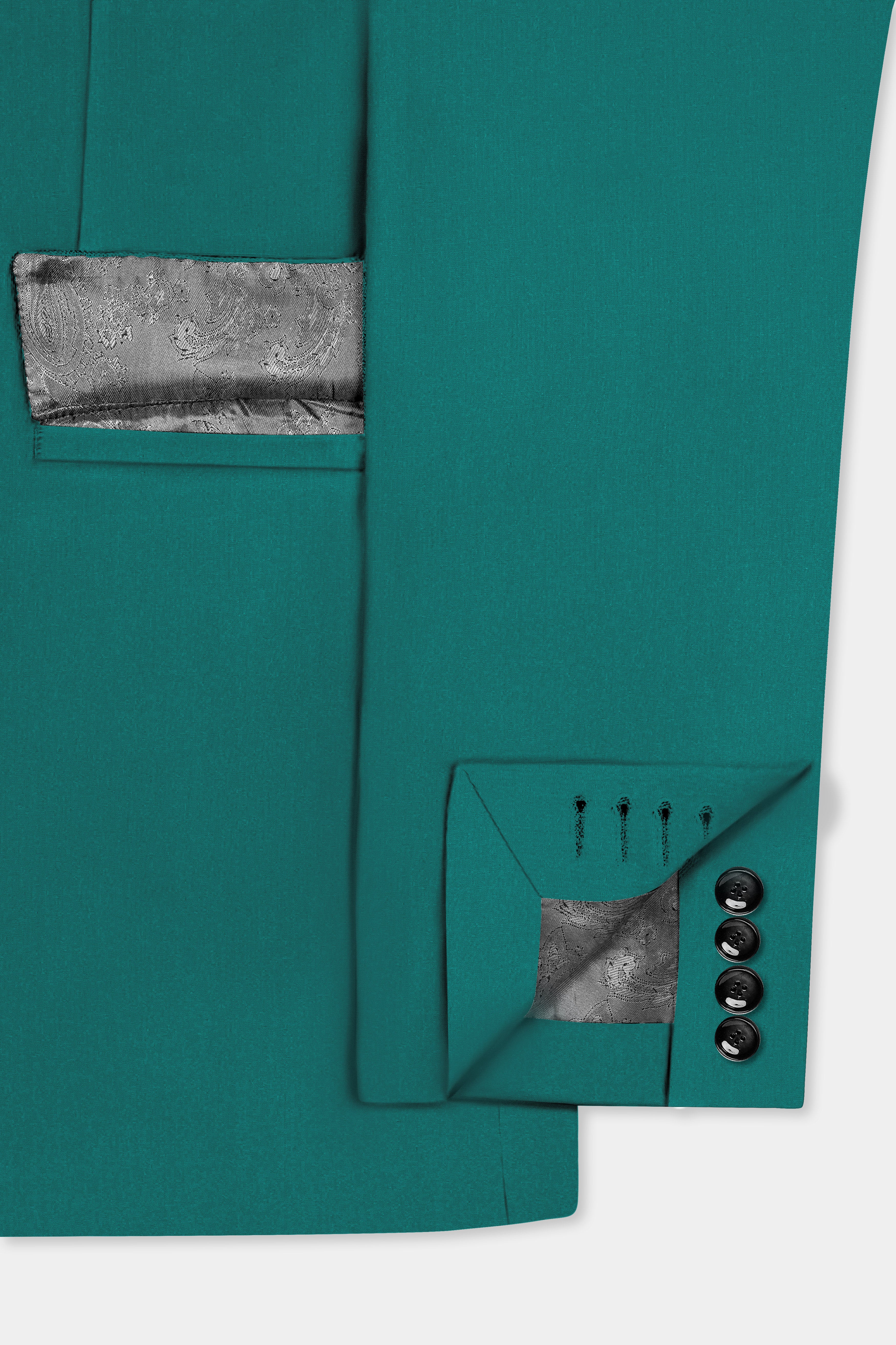 Verdant Classic-Surfie Green Solid Wool Rich Single Breasted Slight Stretch Blazer