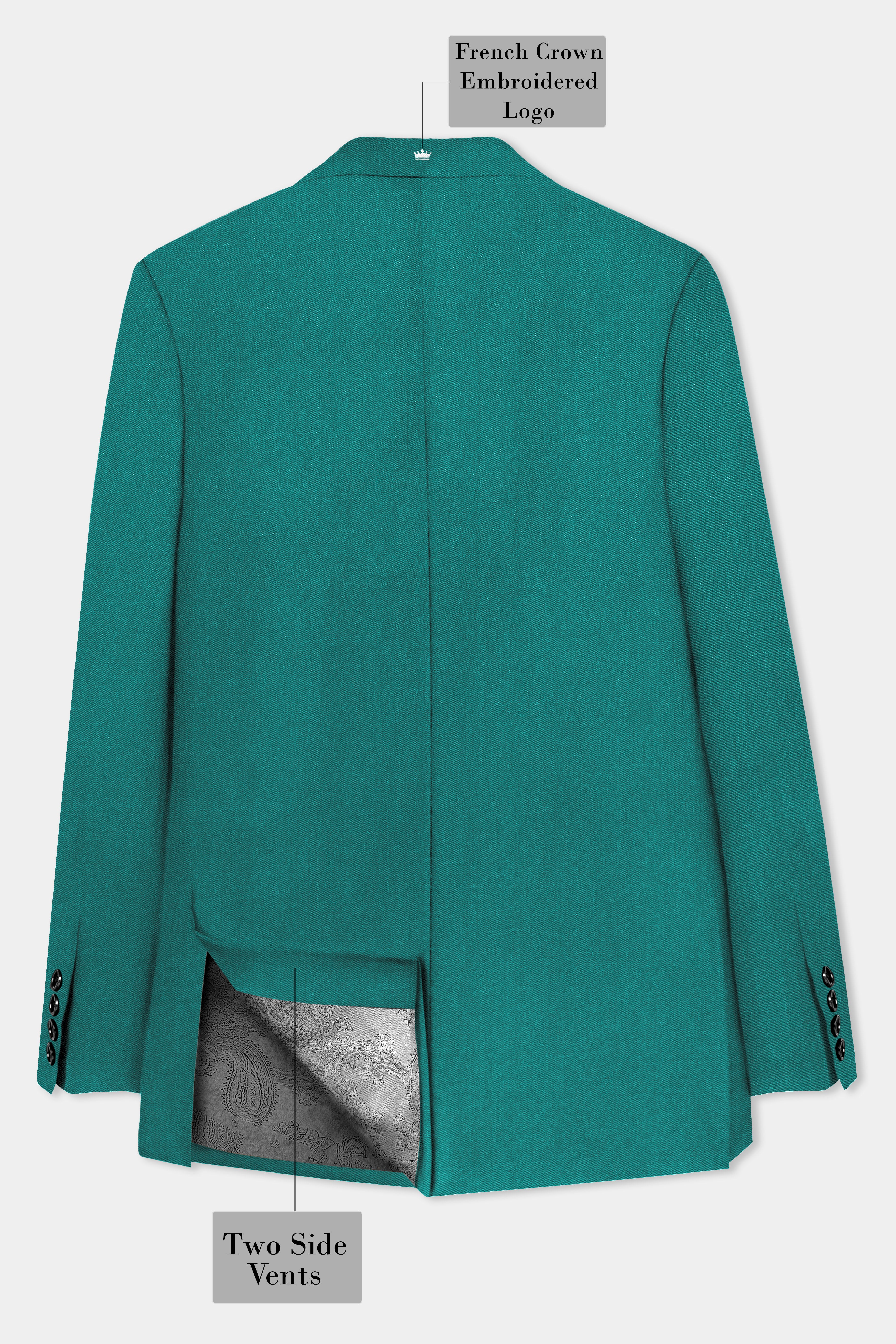 Verdant Classic-Surfie Green Solid Wool Rich Single Breasted Slight Stretch Blazer