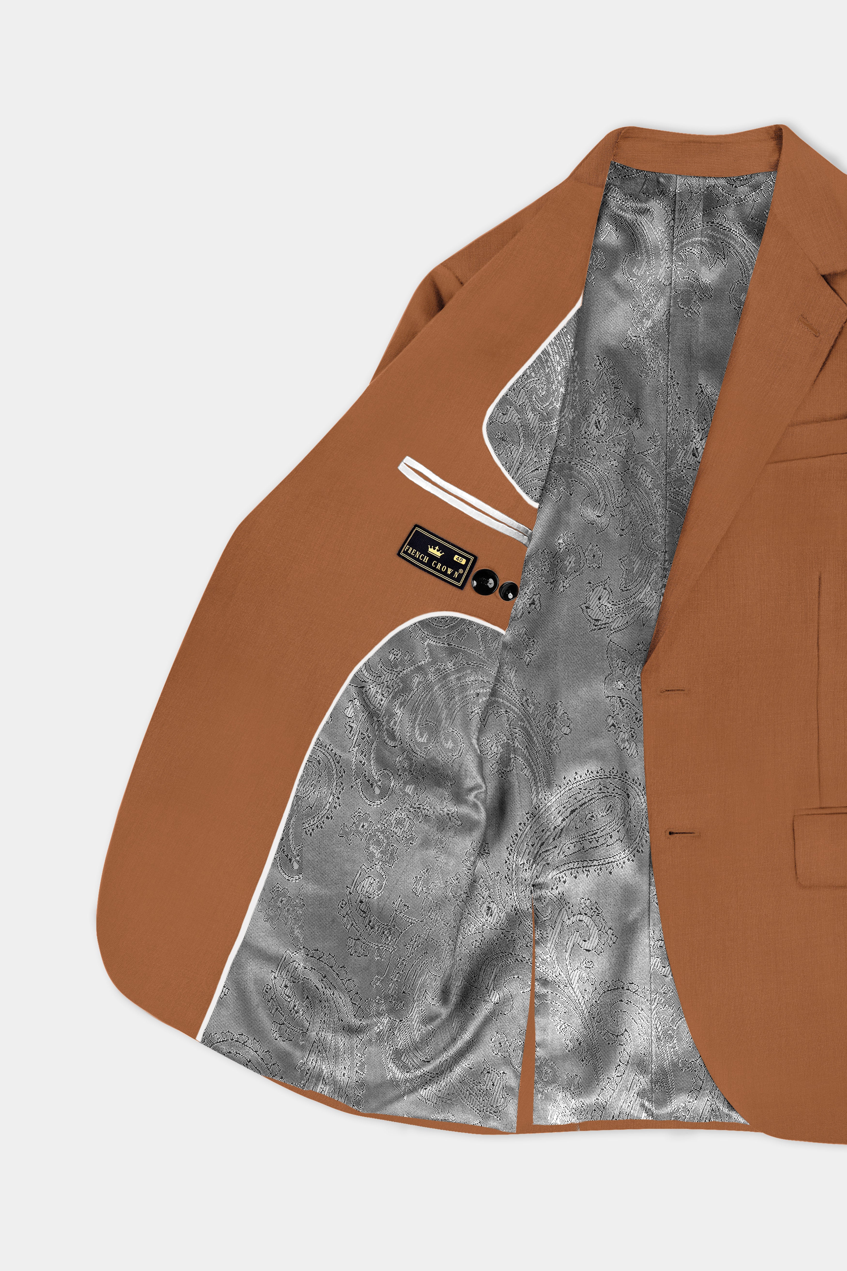 Cinnamon Oak-Sienna Brown Solid Wool Rich Single Breasted Slight Stretch Blazer
