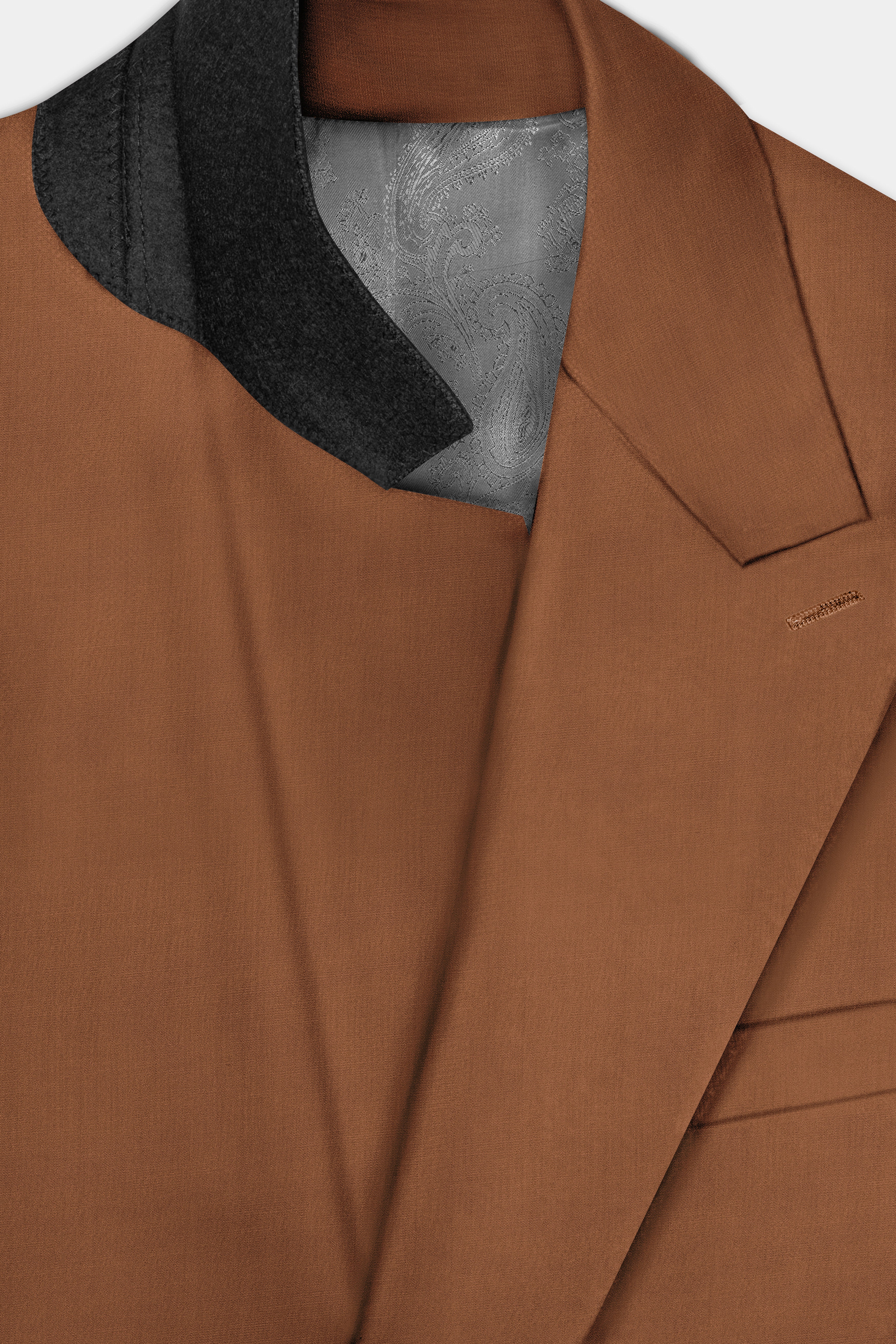 Cinnamon Oak-Sienna Brown Solid Wool Rich Single Breasted Slight Stretch Blazer