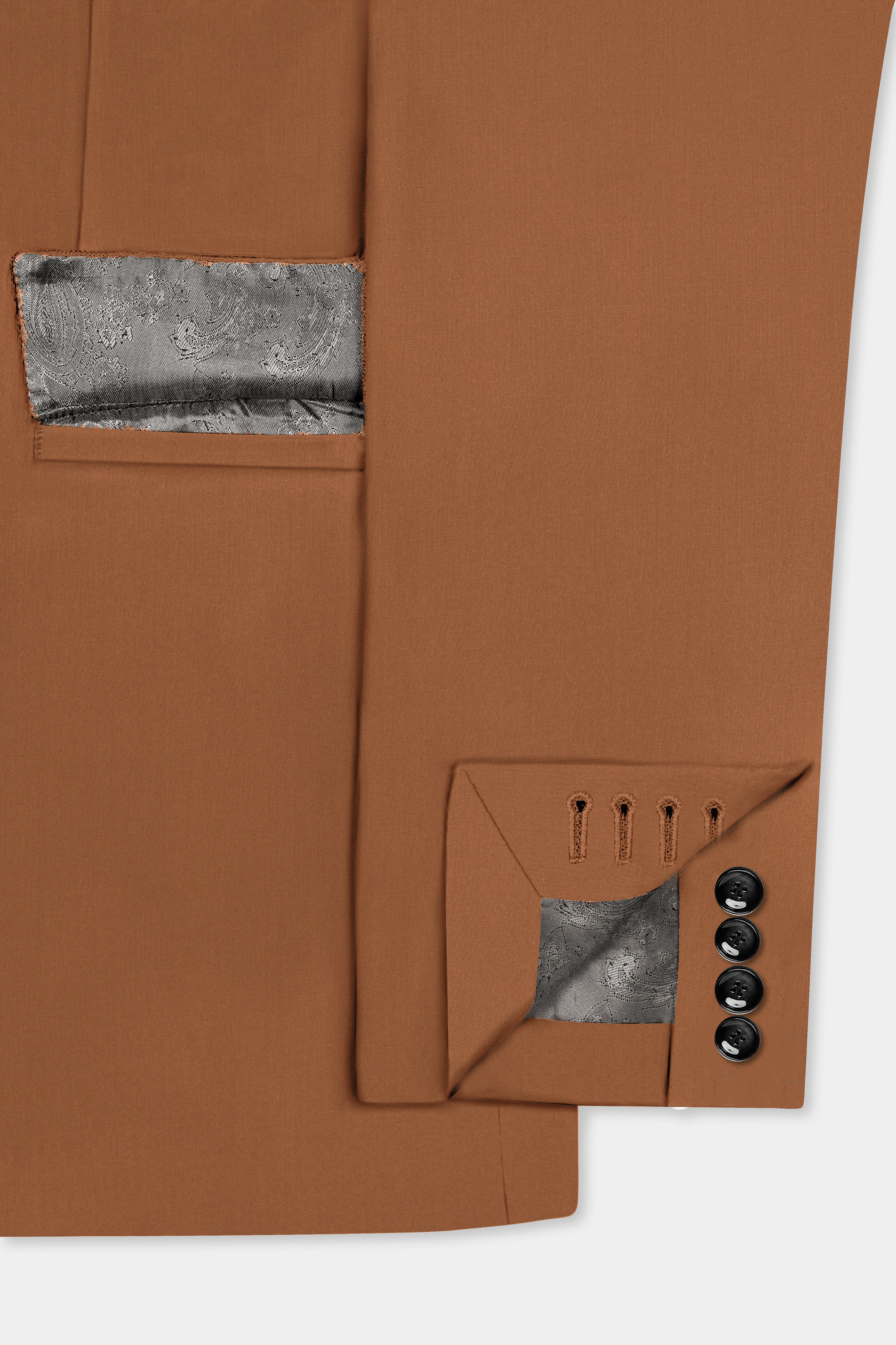 Cinnamon Oak-Sienna Brown Solid Wool Rich Single Breasted Slight Stretch Blazer