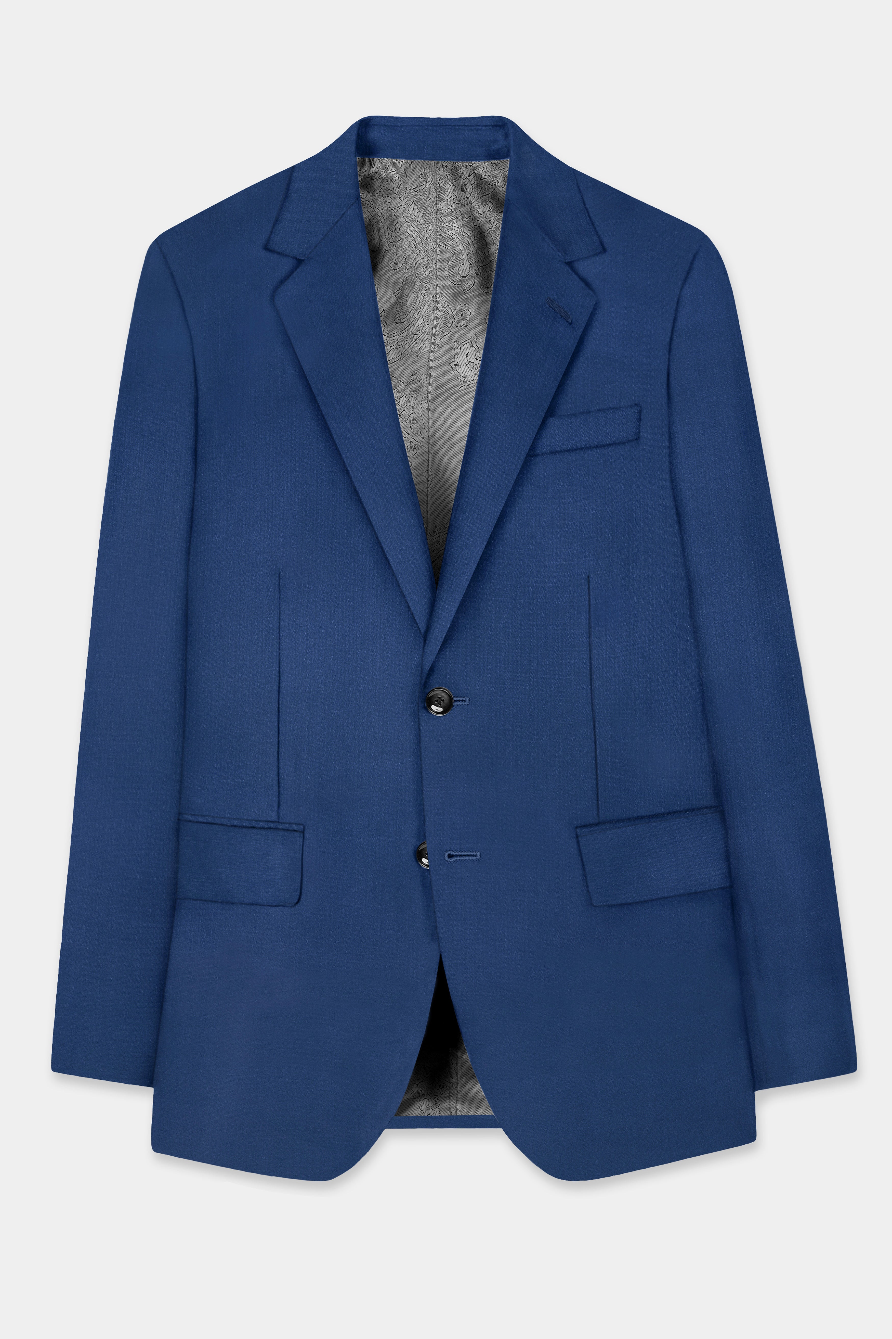 Cerulean Elite-Cobalt Blue Solid Wool Rich Single Breasted Slight Stretch Blazer