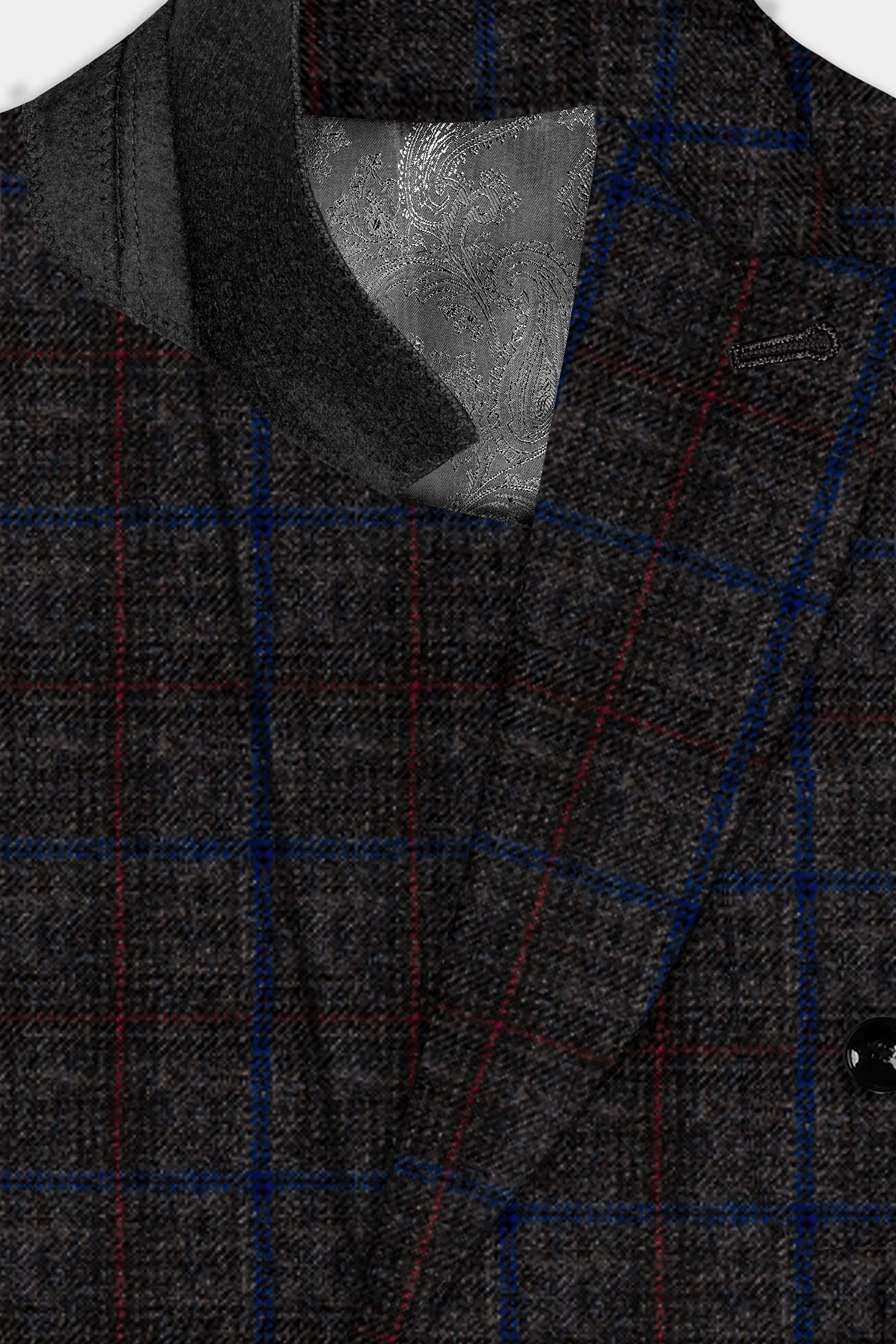 Stormborne-Zeus Gray And Tangaroa Blue Plaid Tweed Double Breasted Sports Blazer