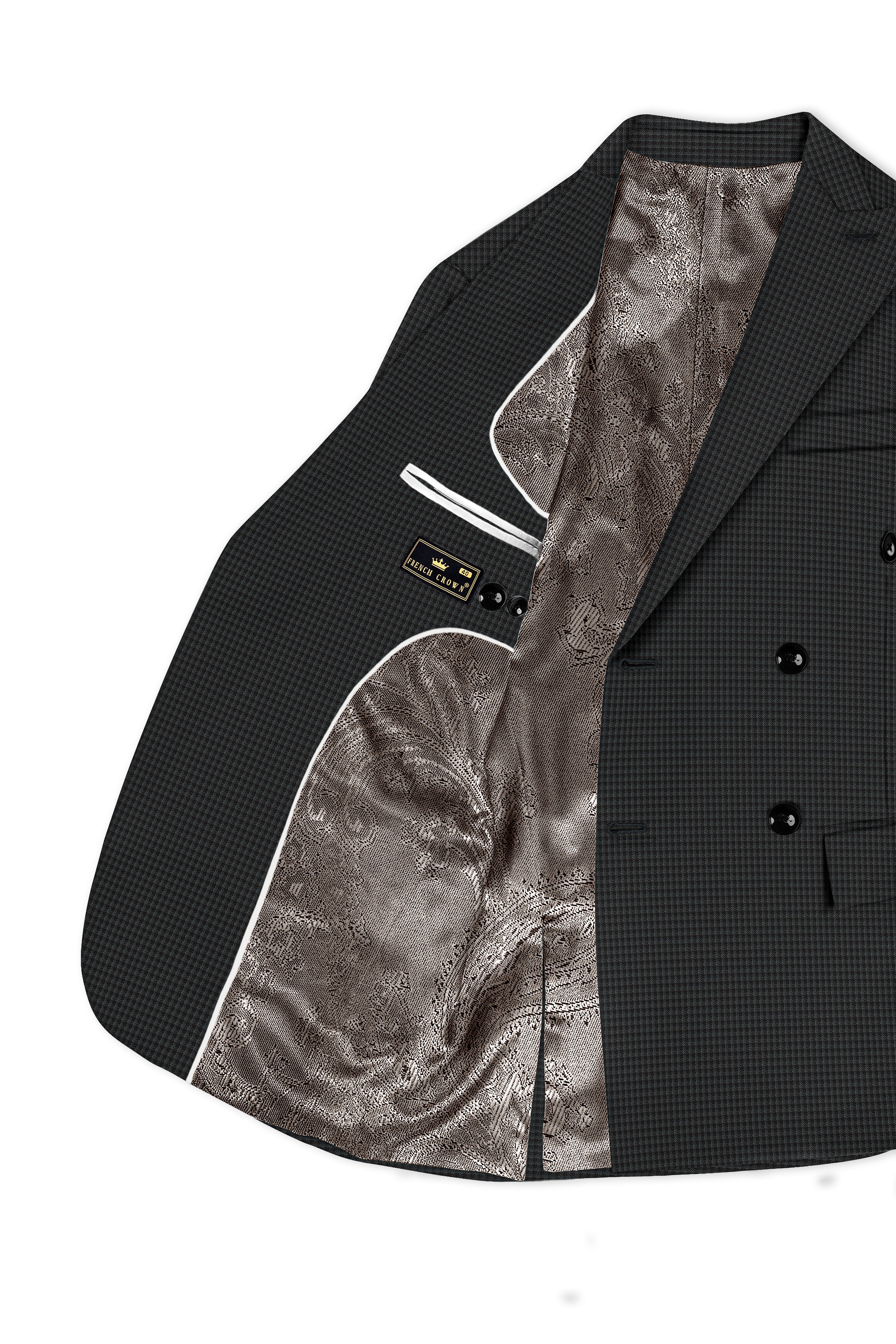 Ironclad -Tuatara Gray Gingham Plaid Wool Rich Double Breasted Blazer