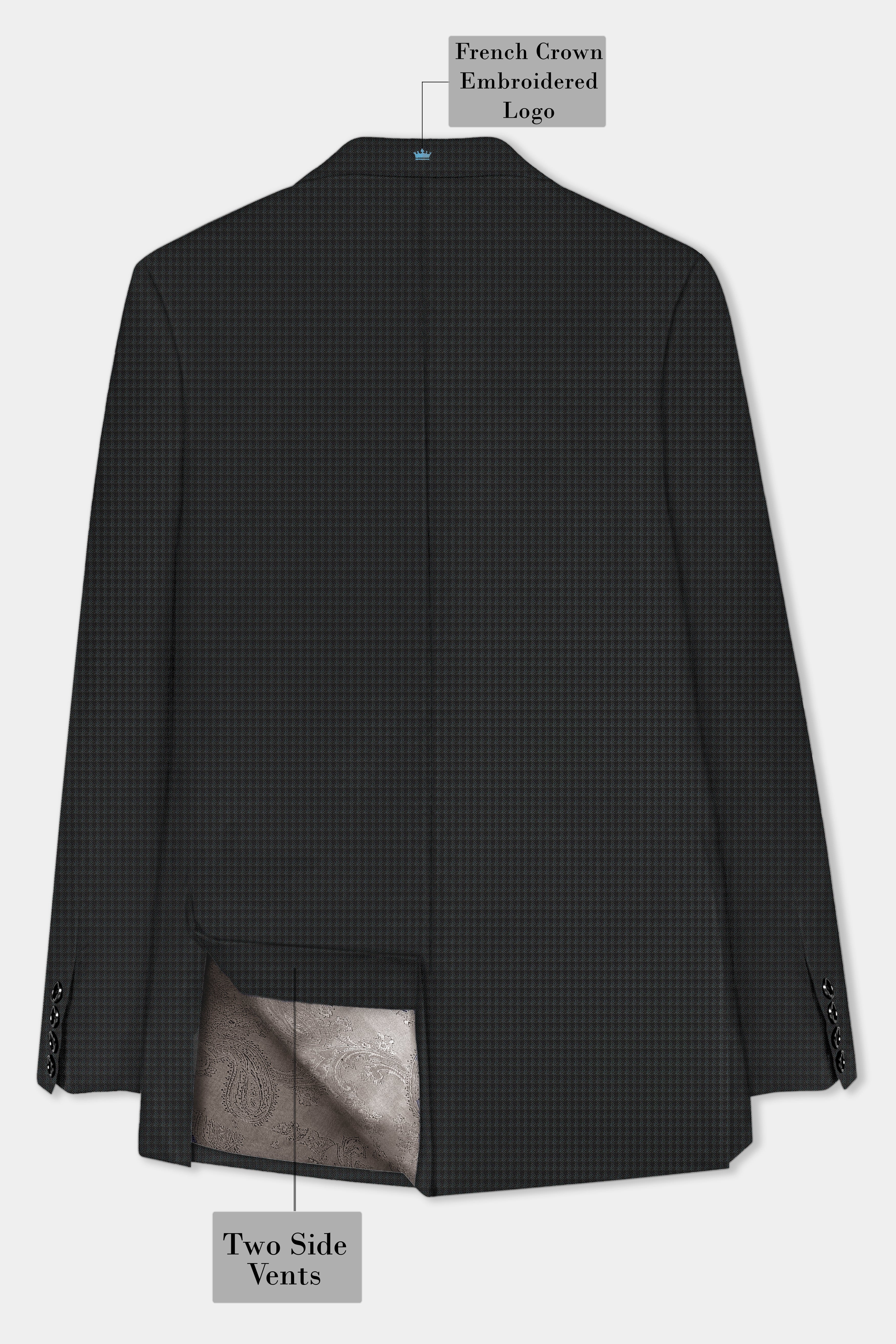 Ironclad -Tuatara Gray Gingham Plaid Wool Rich Double Breasted Blazer