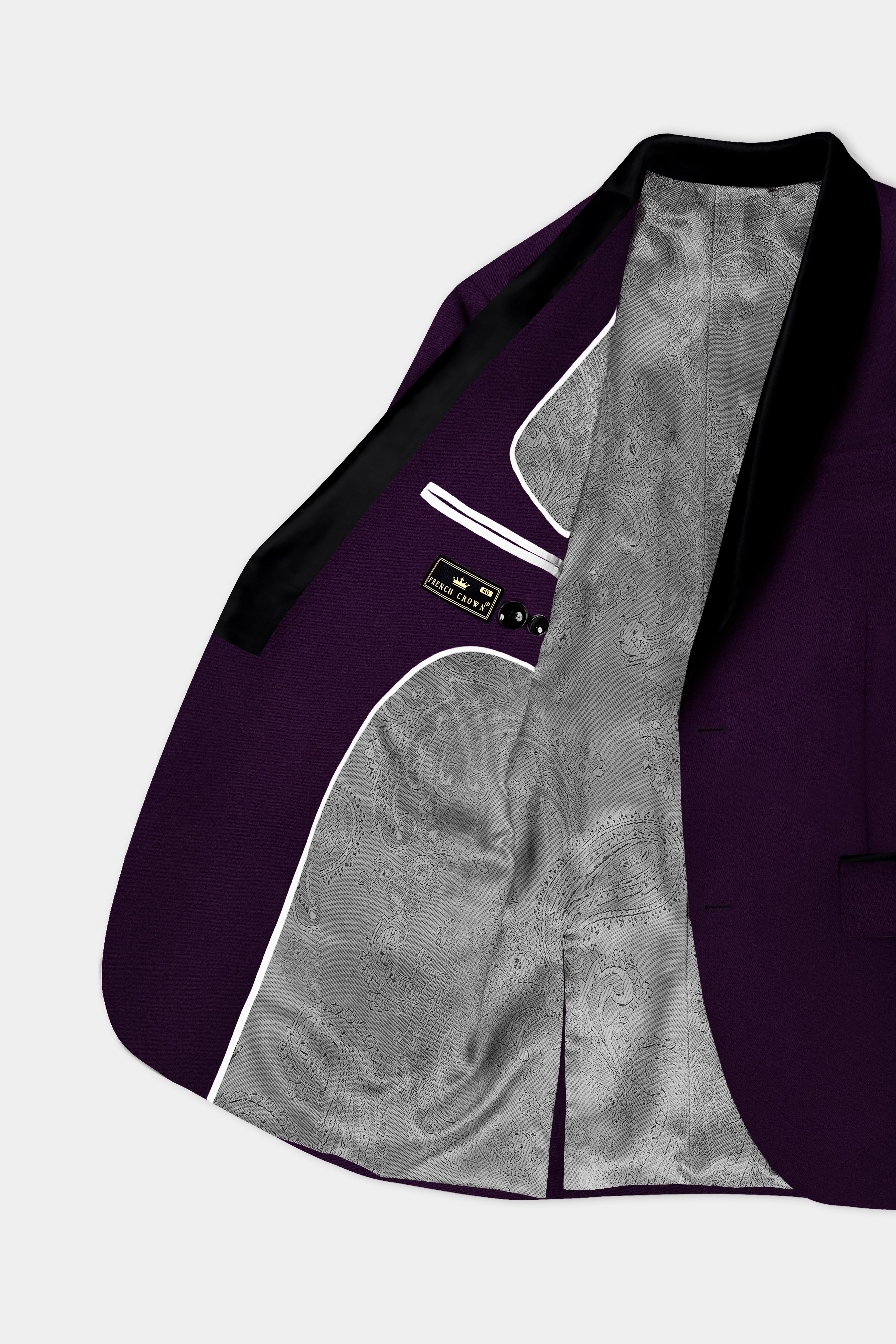 Regal Plum-Eggplant Purple Solid Wool Rich Tuxedo Slight Stretch Blazer