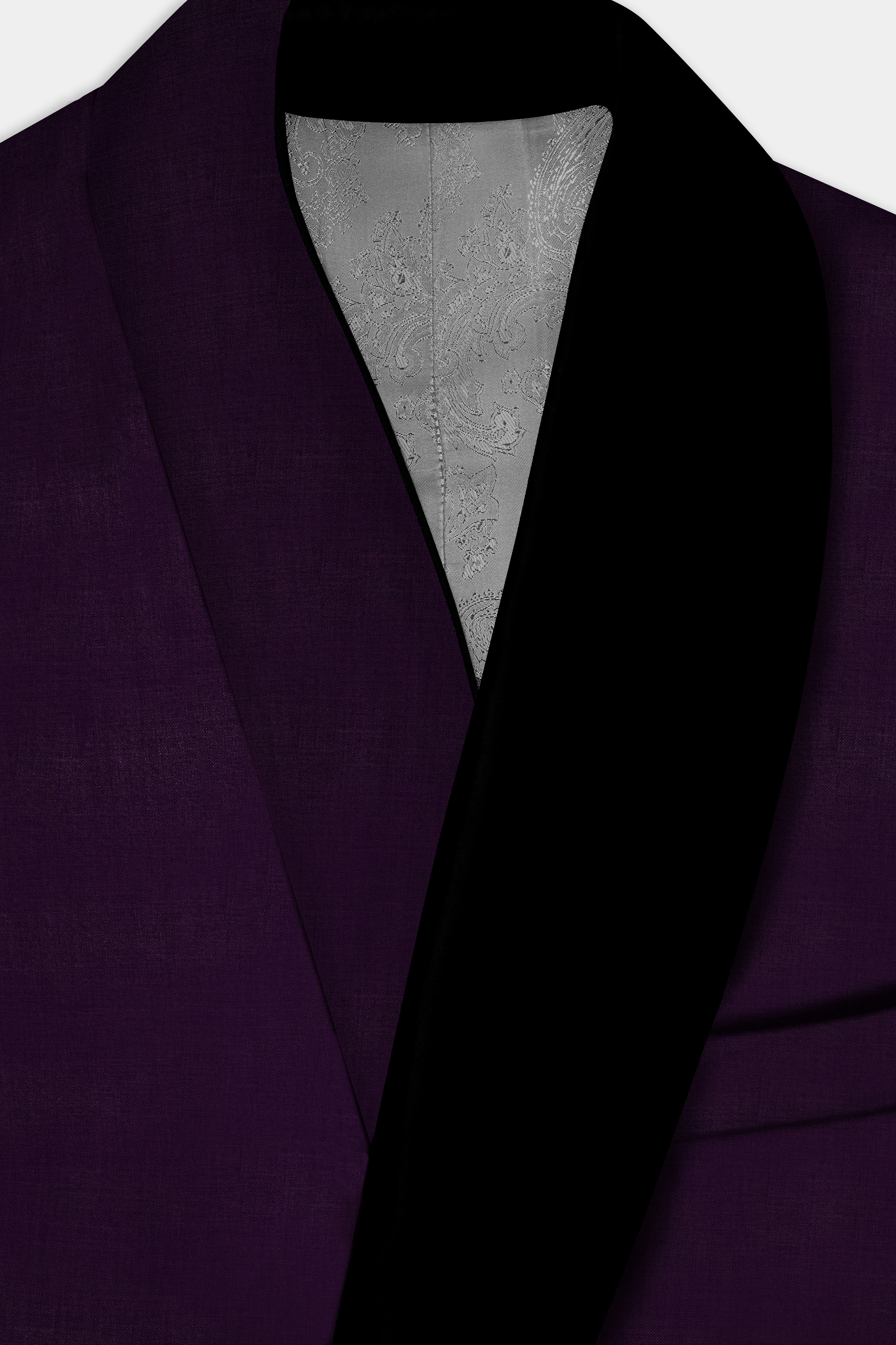 Regal Plum-Eggplant Purple Solid Wool Rich Tuxedo Slight Stretch Blazer