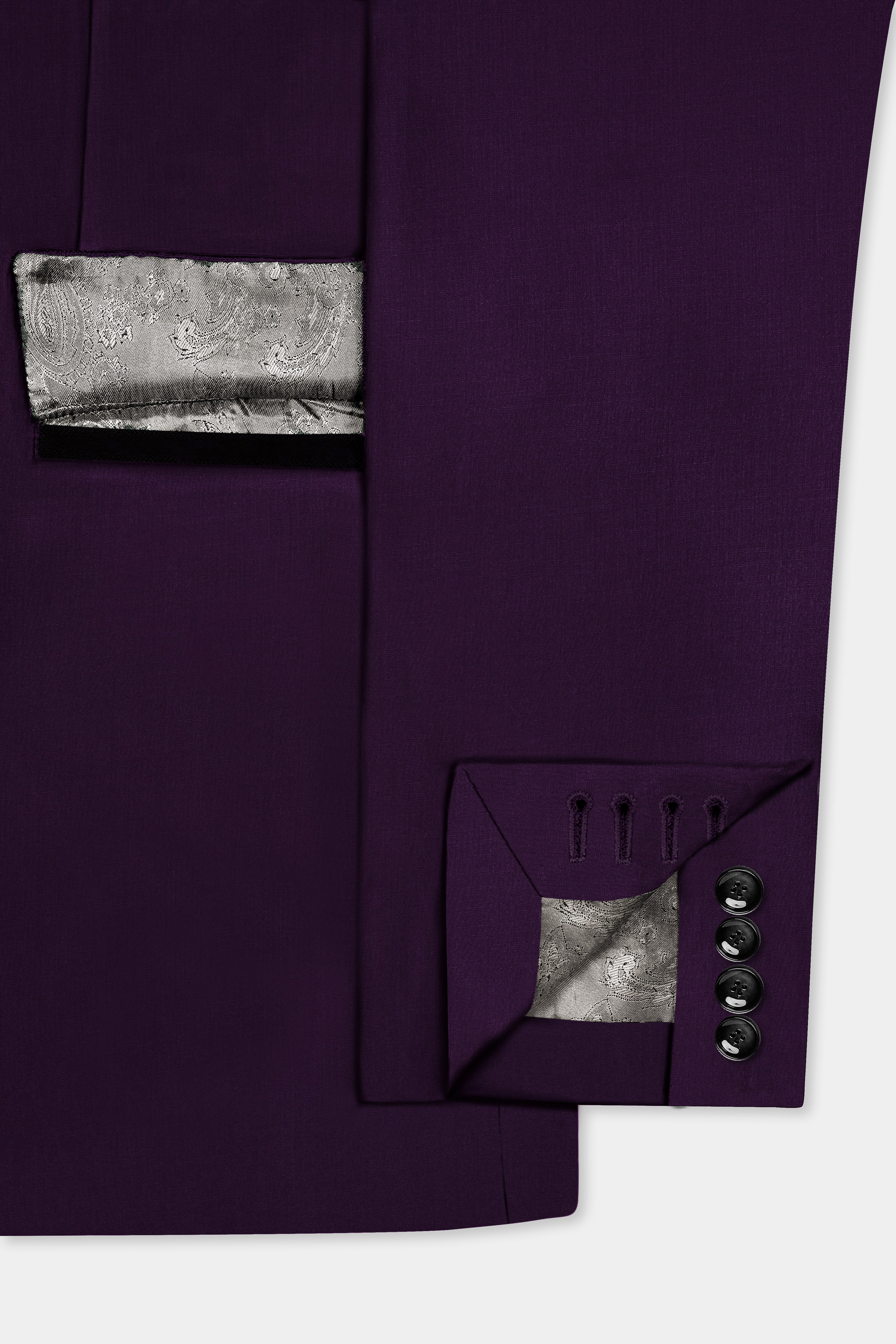 Regal Plum-Eggplant Purple Solid Wool Rich Tuxedo Slight Stretch Blazer
