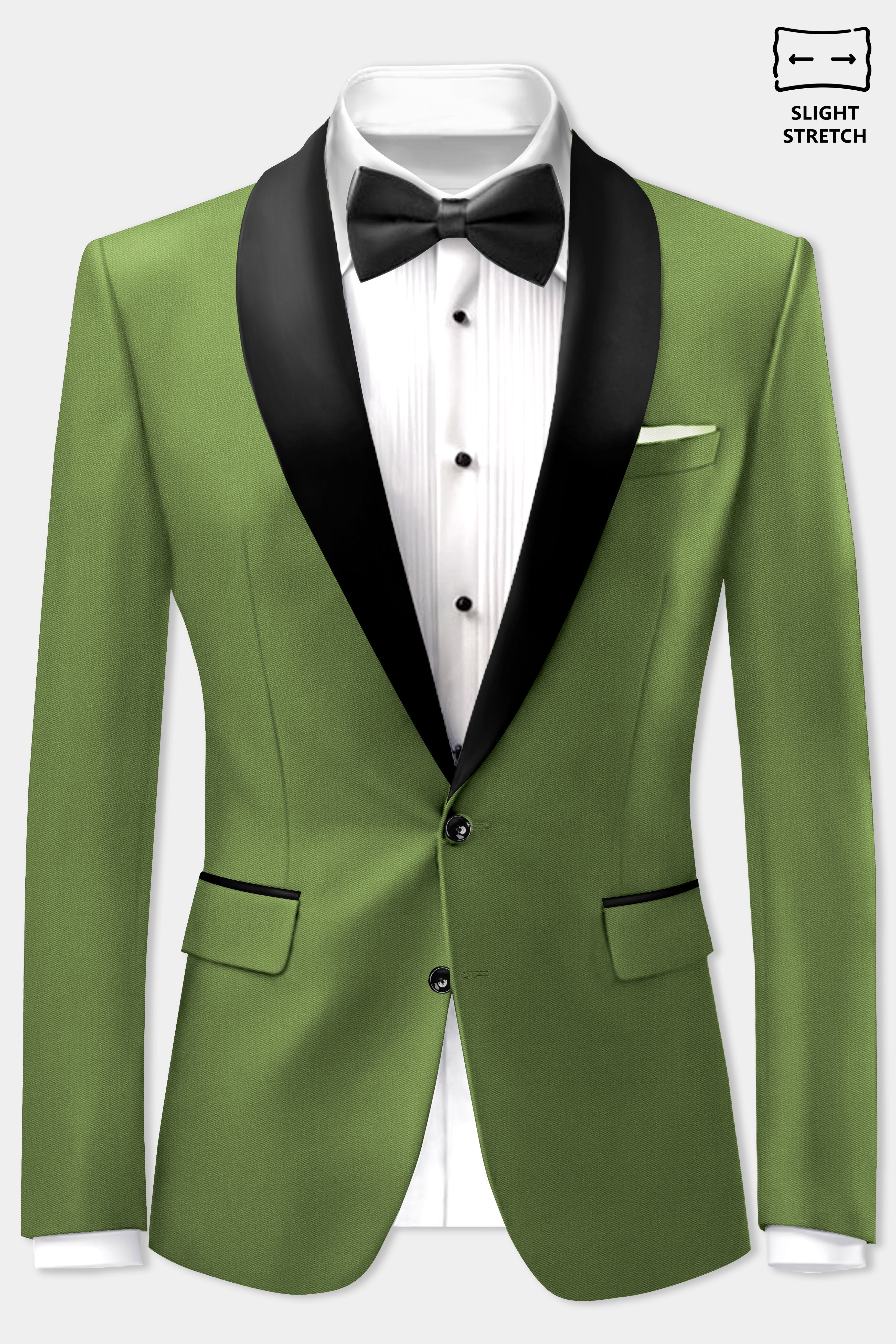 Sage Regal-Dingley Green Solid Wool Rich Tuxedo Slight Stretch Blazer