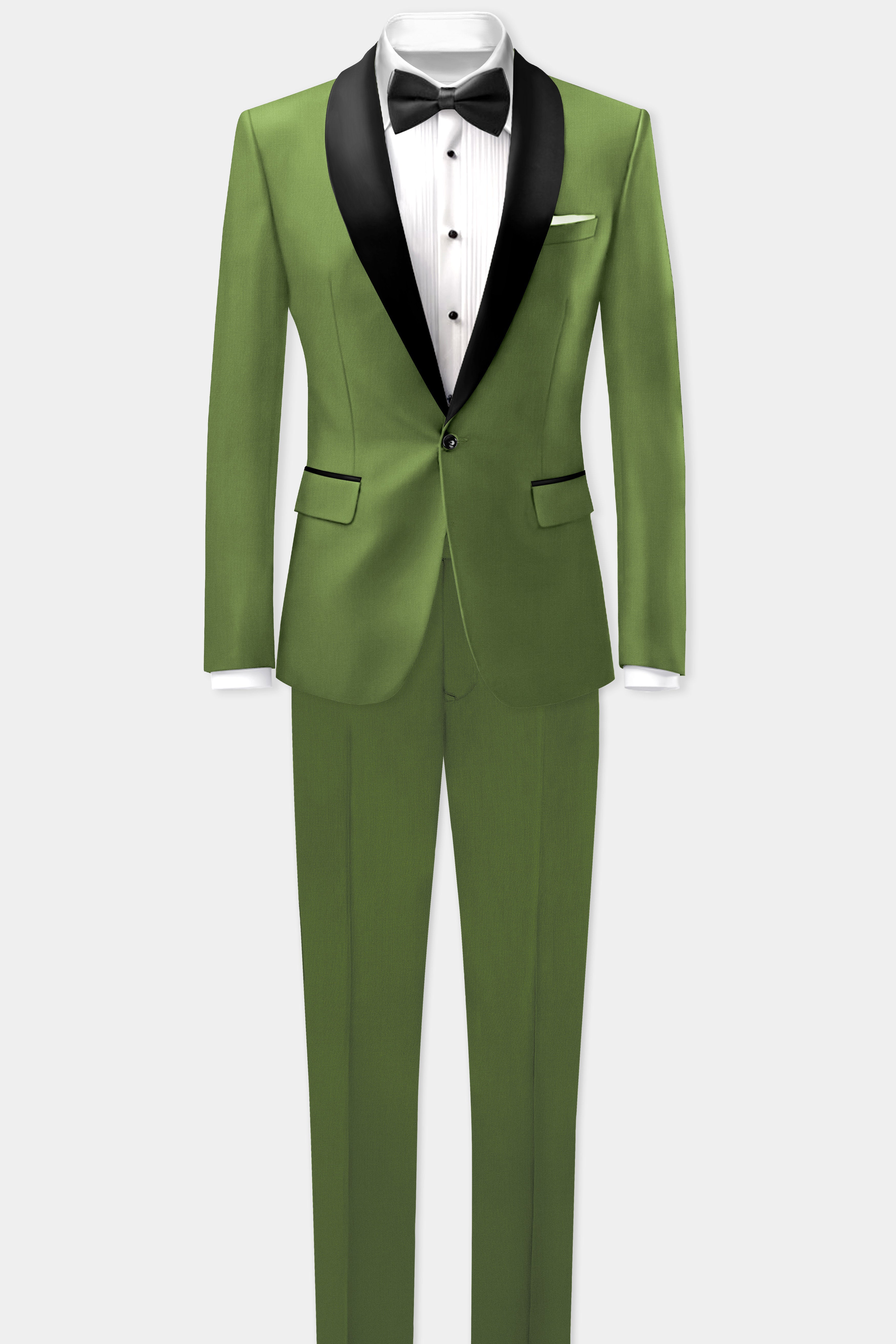 Sage Regal-Dingley Green Solid Wool Rich Tuxedo Slight Stretch Blazer