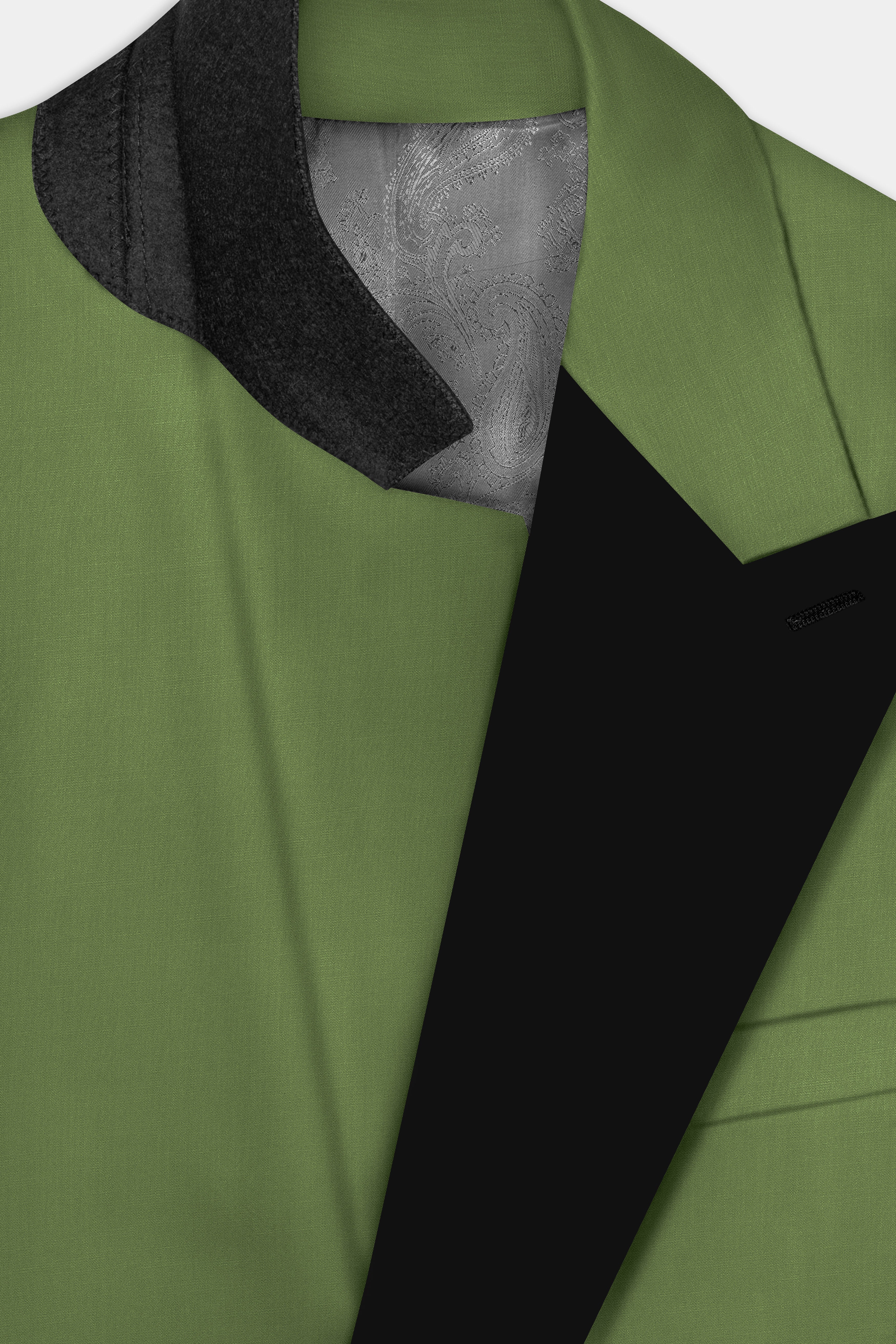 Sage Regal-Dingley Green Solid Wool Rich Peak Lapel Tuxedo Slight Stretch Blazer