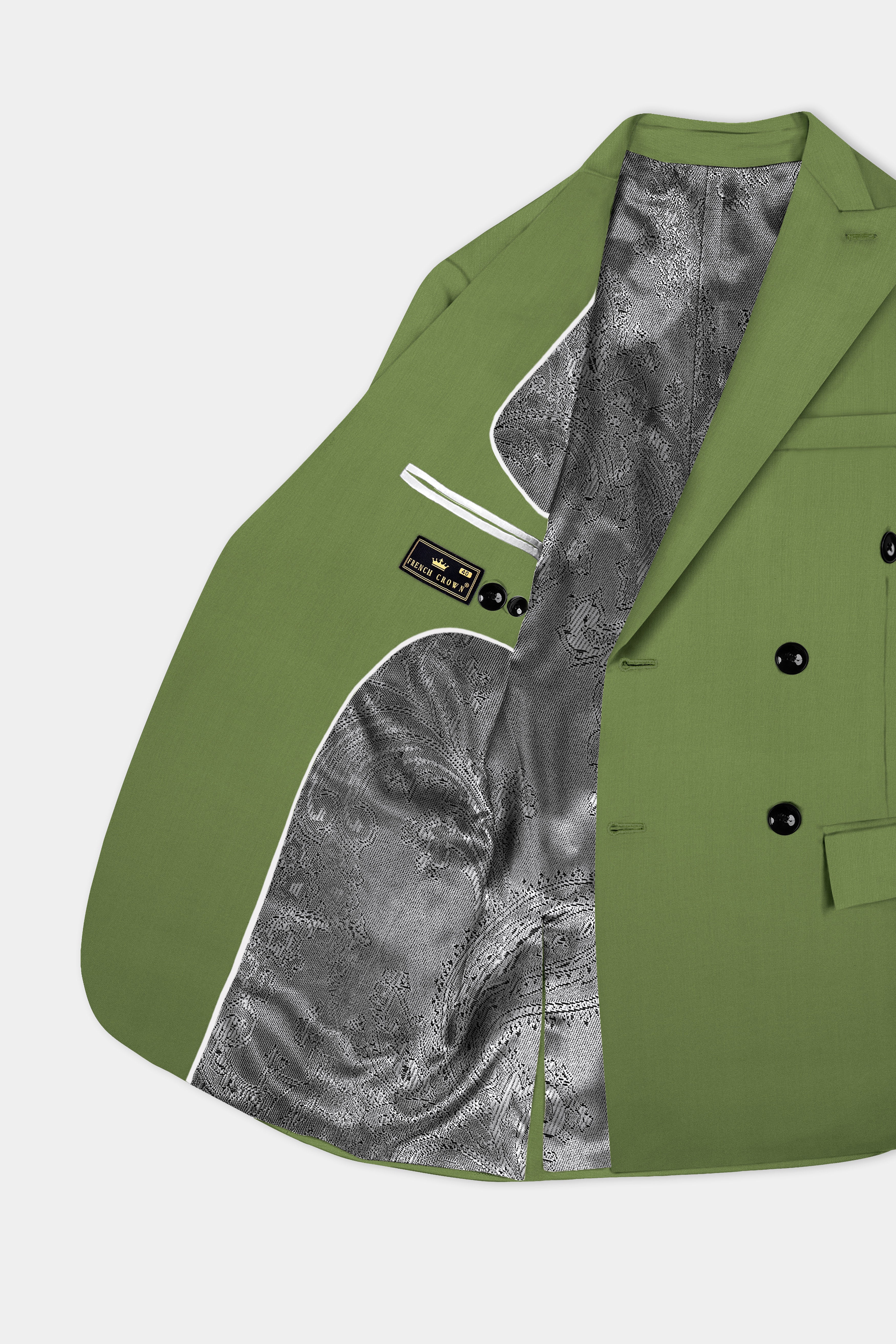 Sage Regal-Dingley Green Solid Wool Rich Double Breasted Slight Stretch Blazer