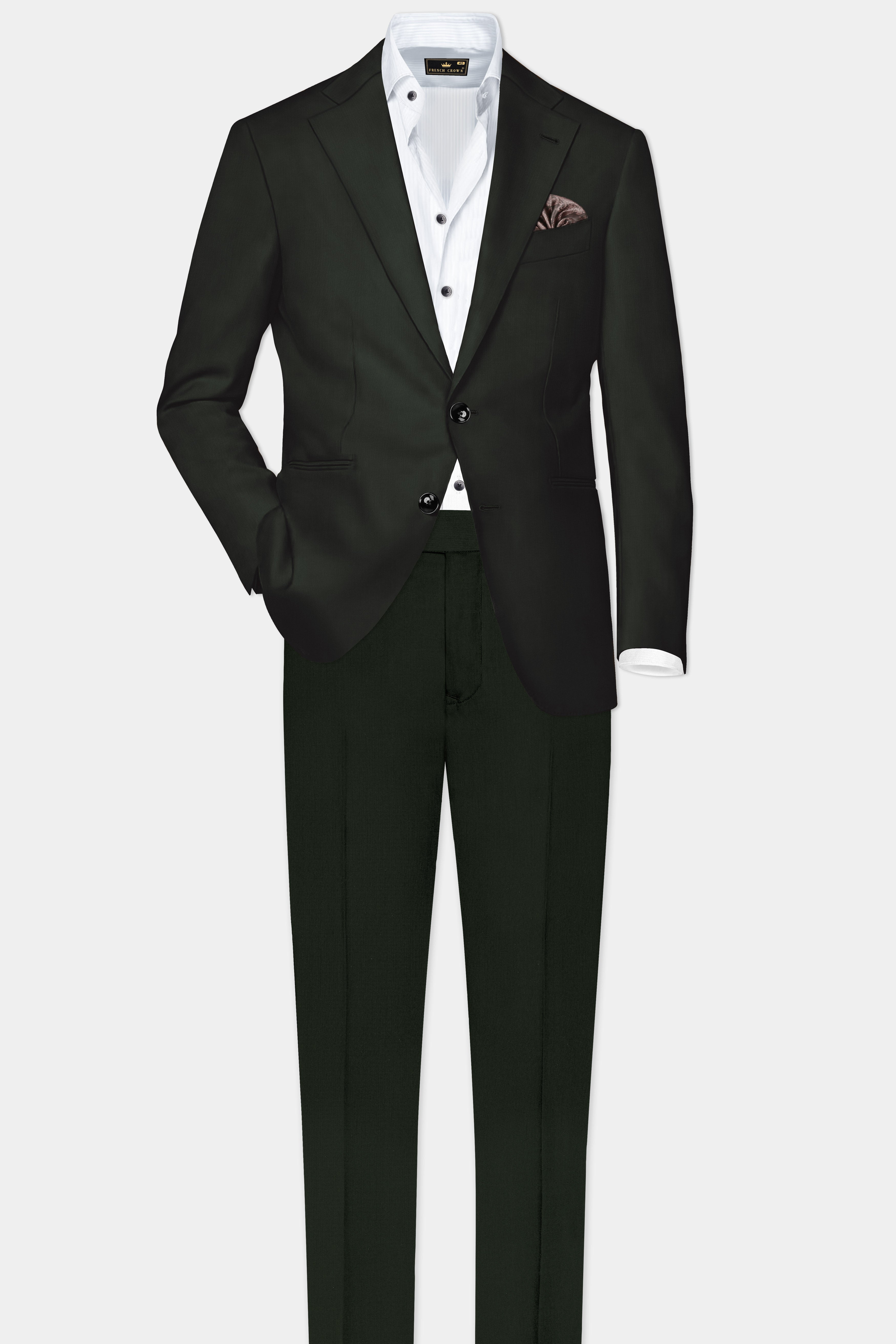 Verdant Majesty-Juniper Green Solid Wool Rich Single Breasted Stretchable traveler Blazer