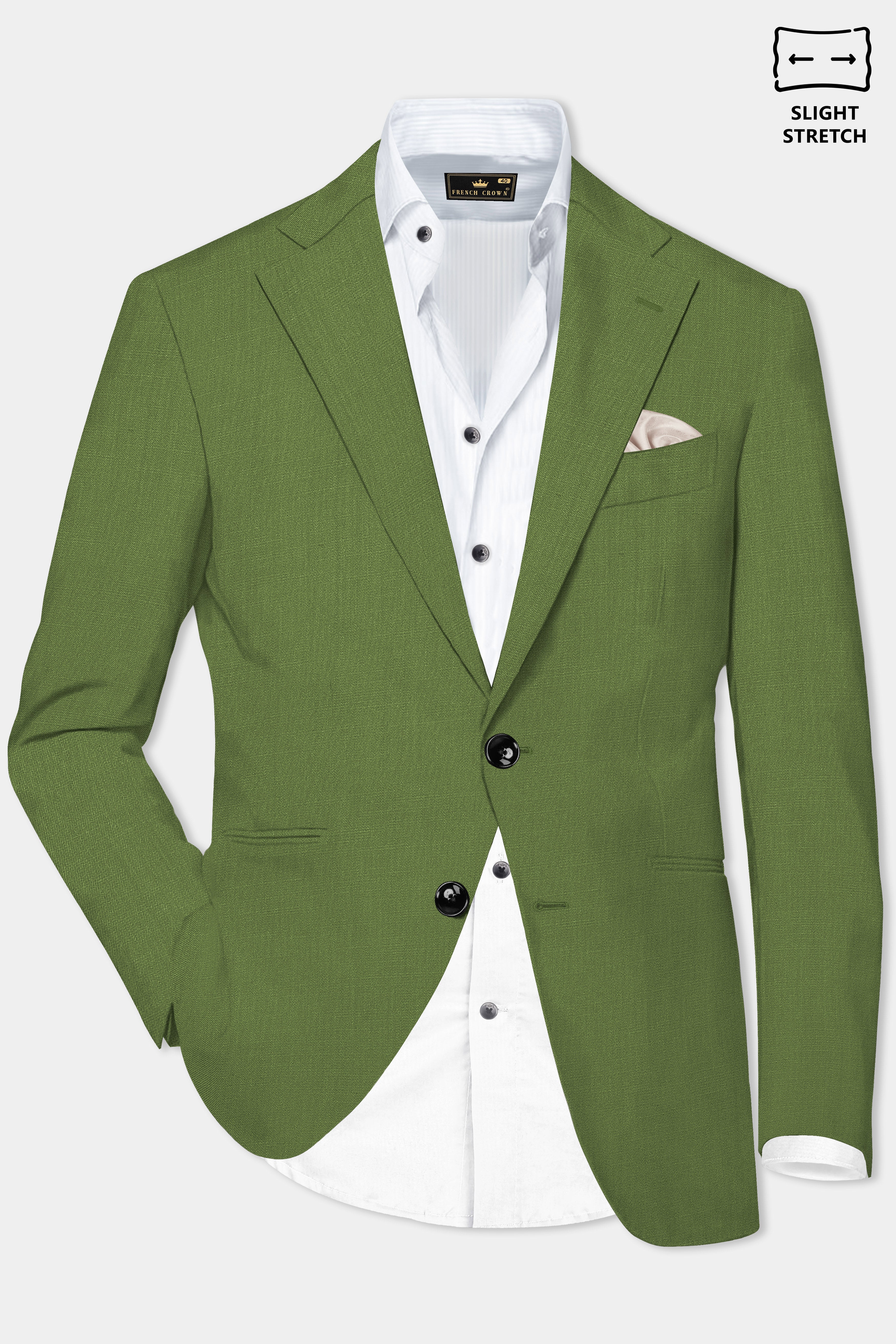 Sage Regal-Dingley Green Solid Wool Rich Single Breasted Slight Stretch Blazer