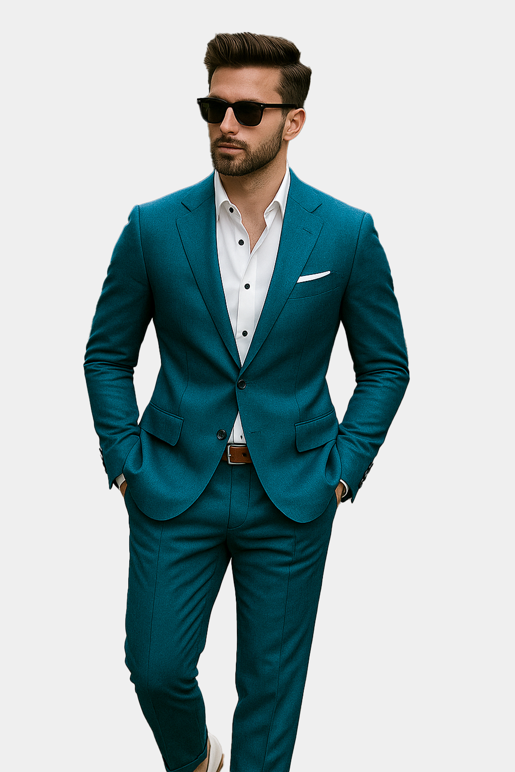 Sapphire-Peacock Blue Solid Wool Rich Single Breasted Stretchable traveler Blazer