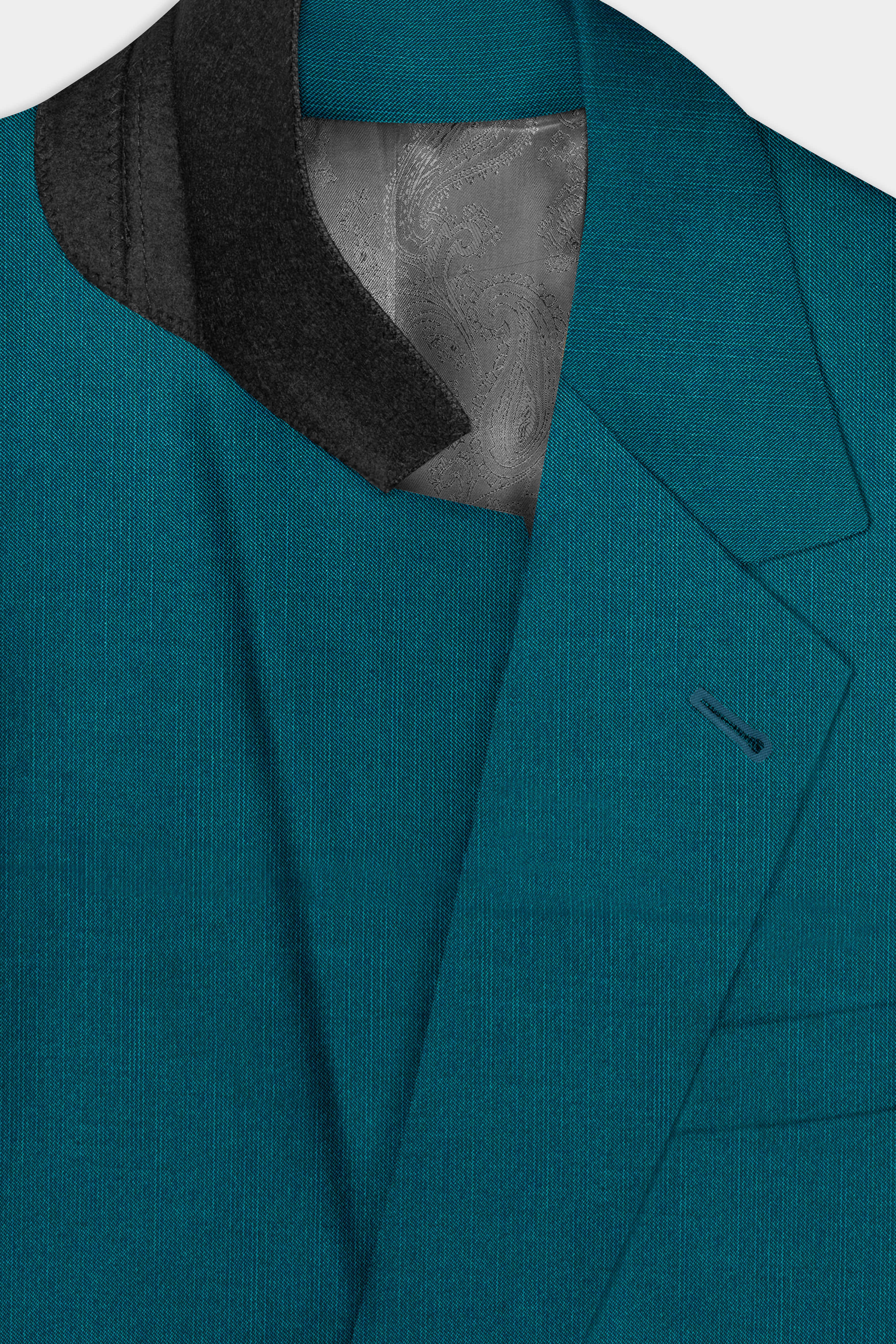 Sapphire-Peacock Blue Solid Wool Rich Single Breasted Stretchable traveler Blazer