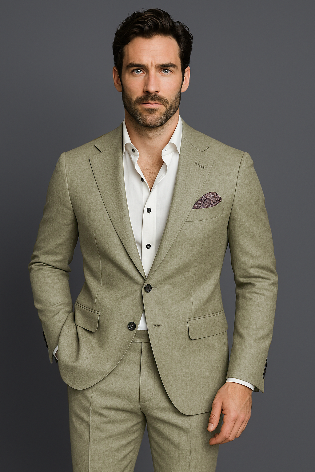 Citron-Lemon Grass Green Solid Wool Rich Single Breasted Slight Stretch Blazer