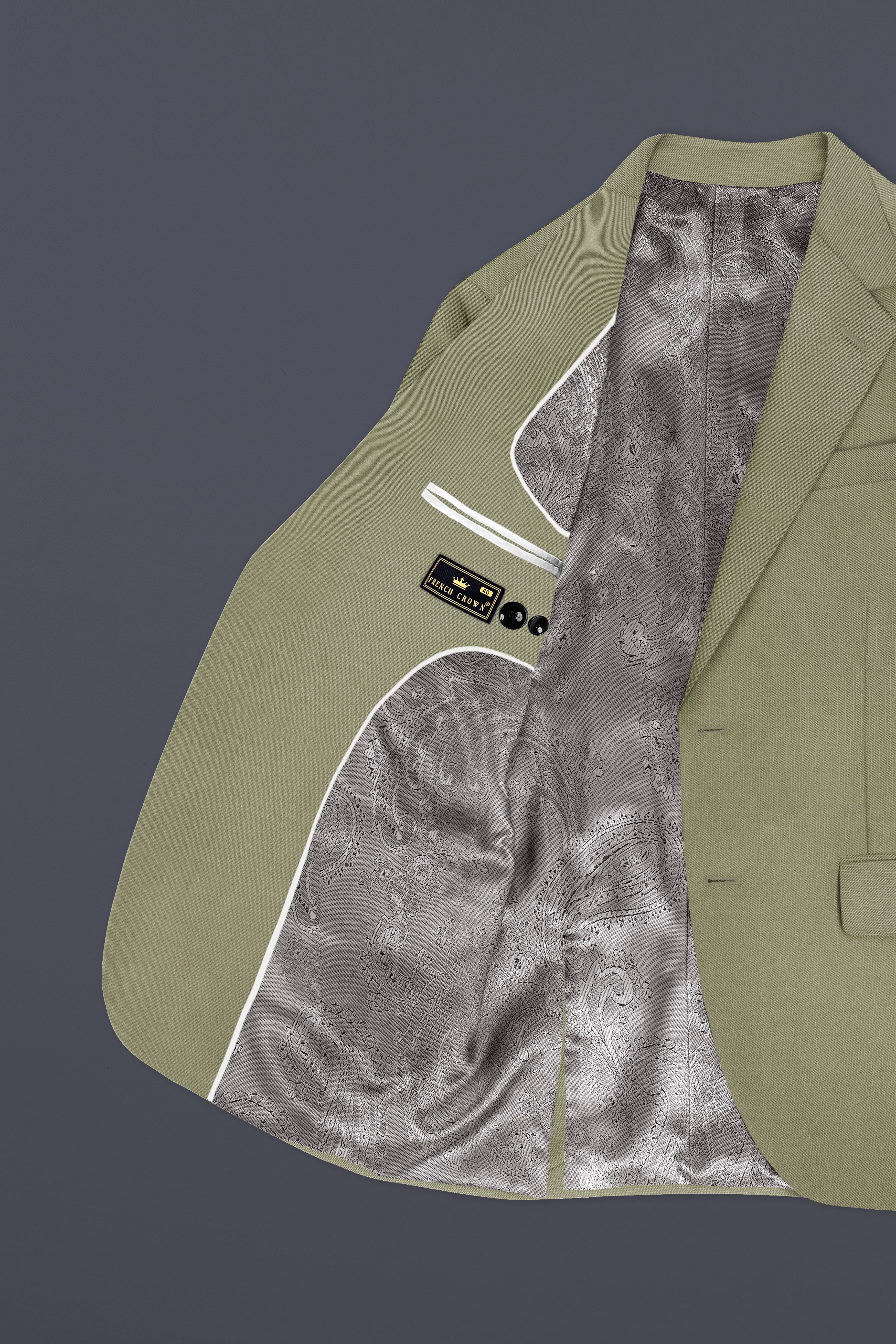 Citron-Lemon Grass Green Solid Wool Rich Single Breasted Slight Stretch Blazer