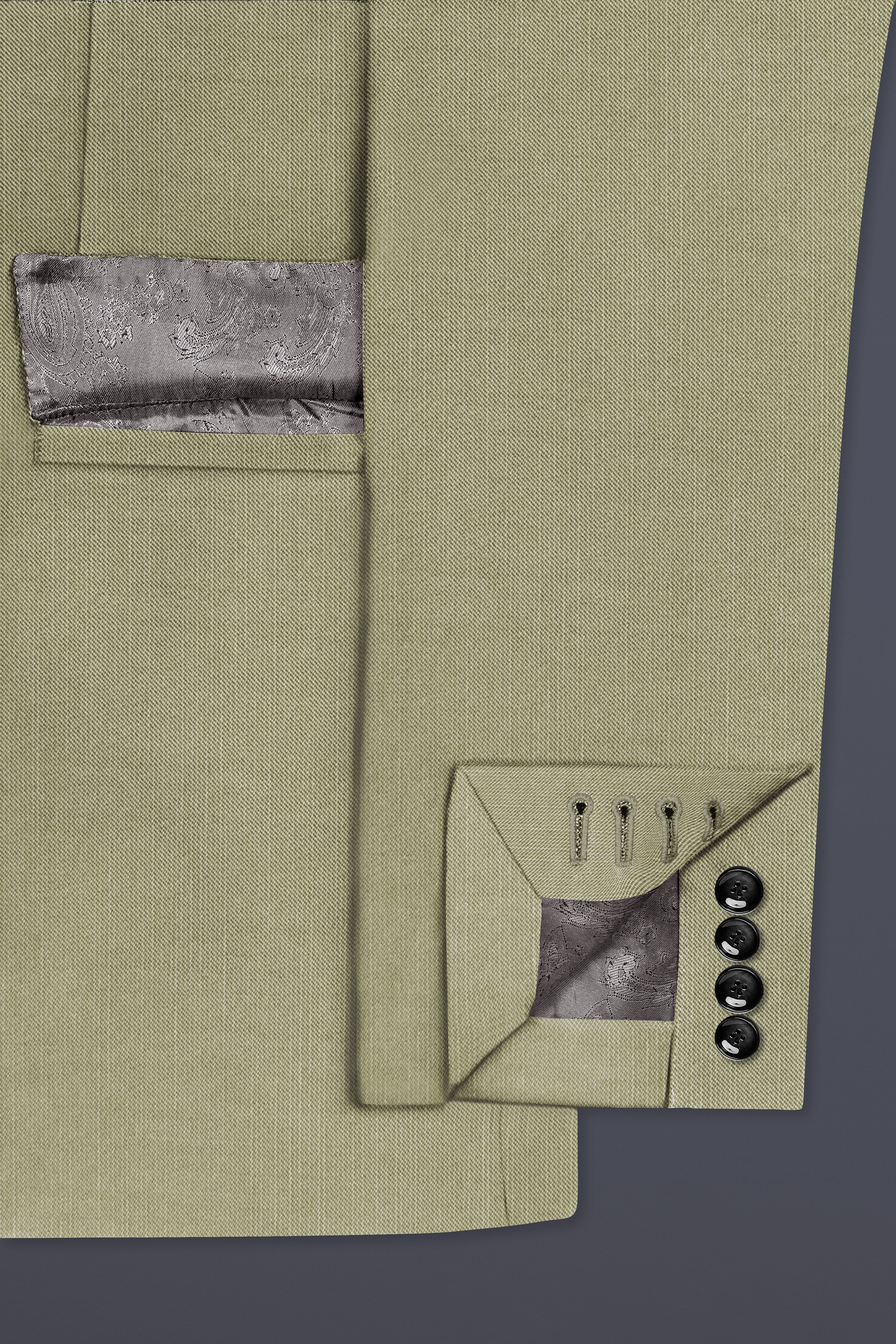 Citron-Lemon Grass Green Solid Wool Rich Single Breasted Slight Stretch Blazer