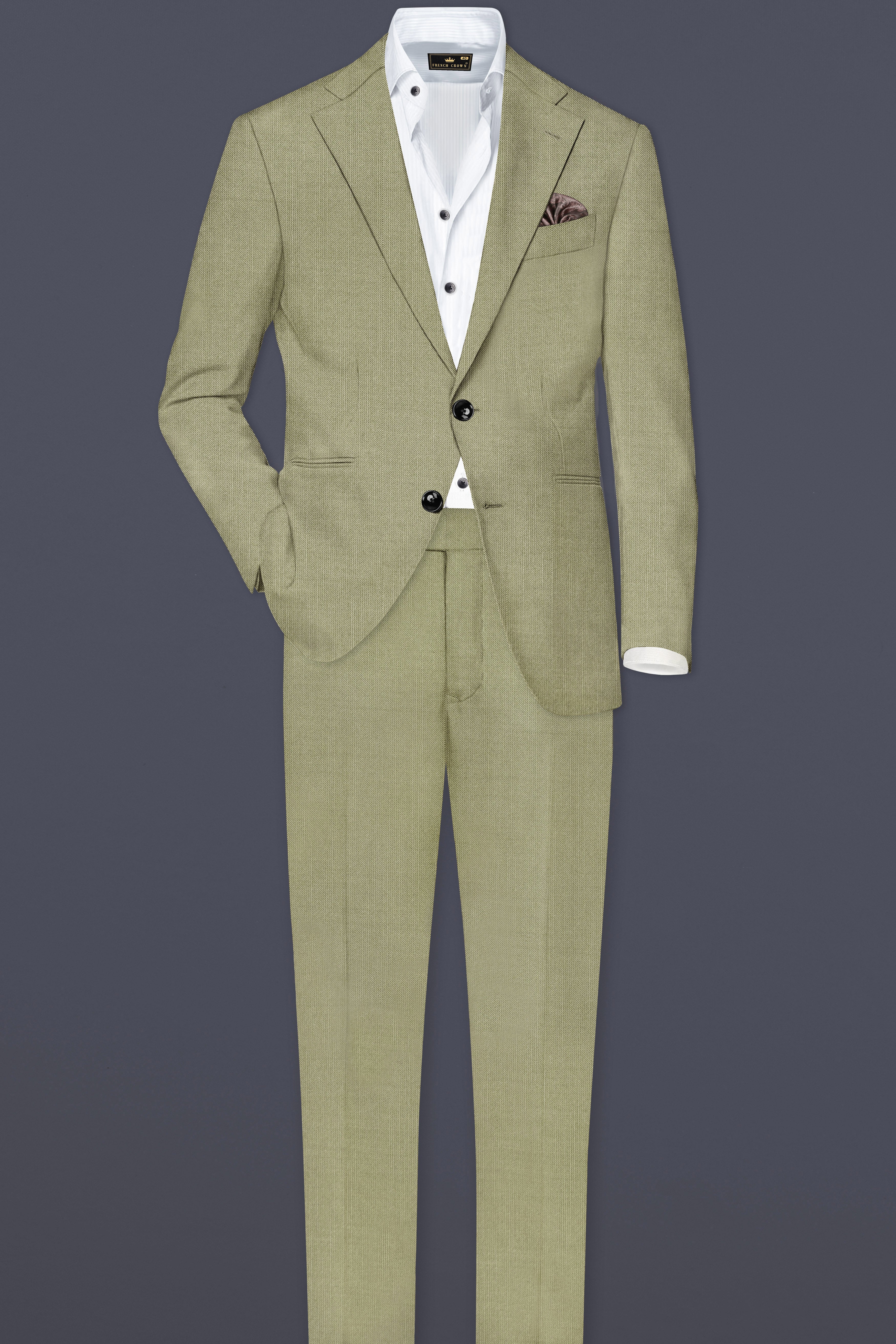 Citron-Lemon Grass Green Solid Wool Rich Single Breasted Slight Stretch Blazer