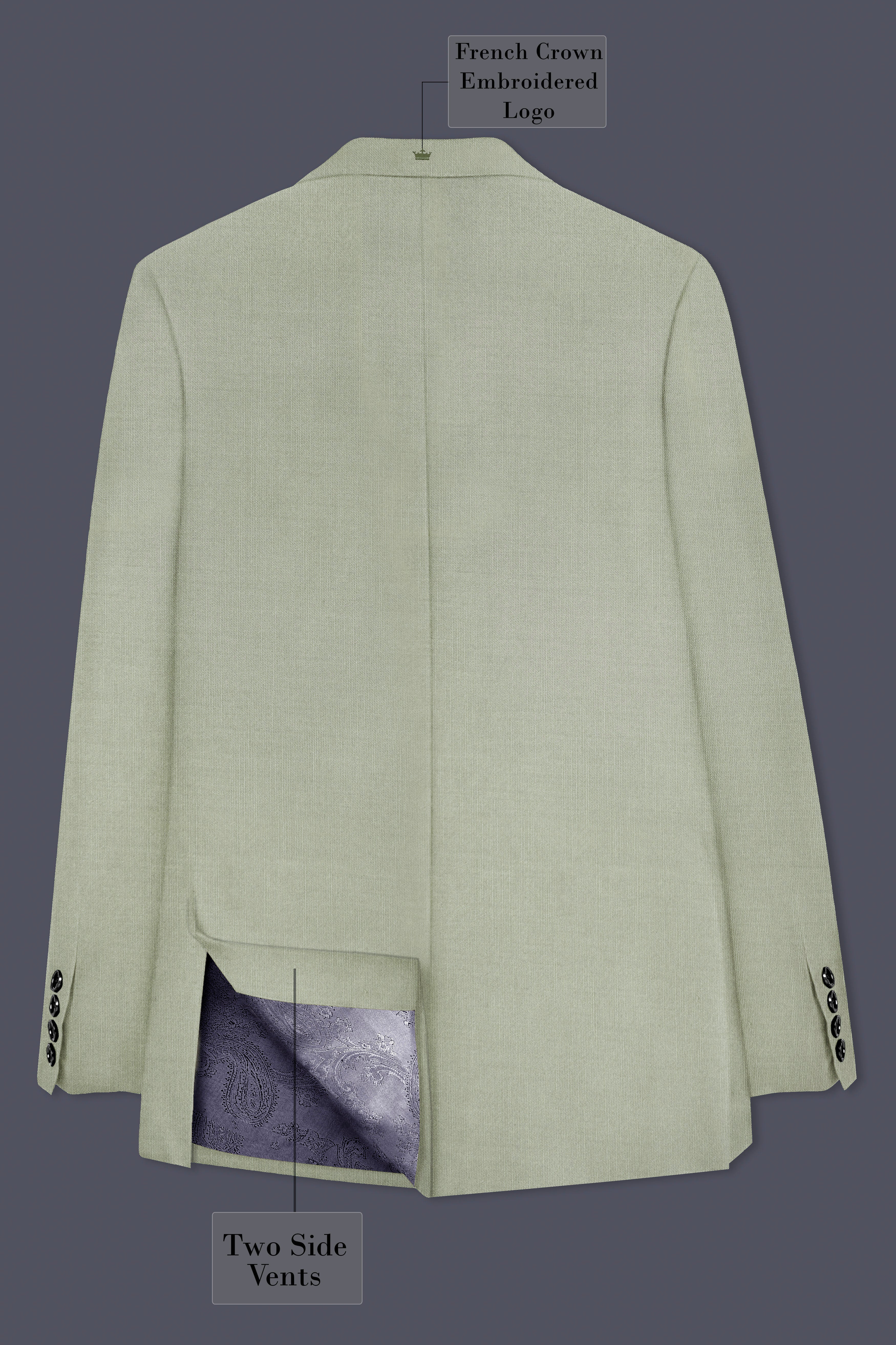 Lichen-Norway Green Solid Wool Rich Single Breasted Slight Stretch Blazer