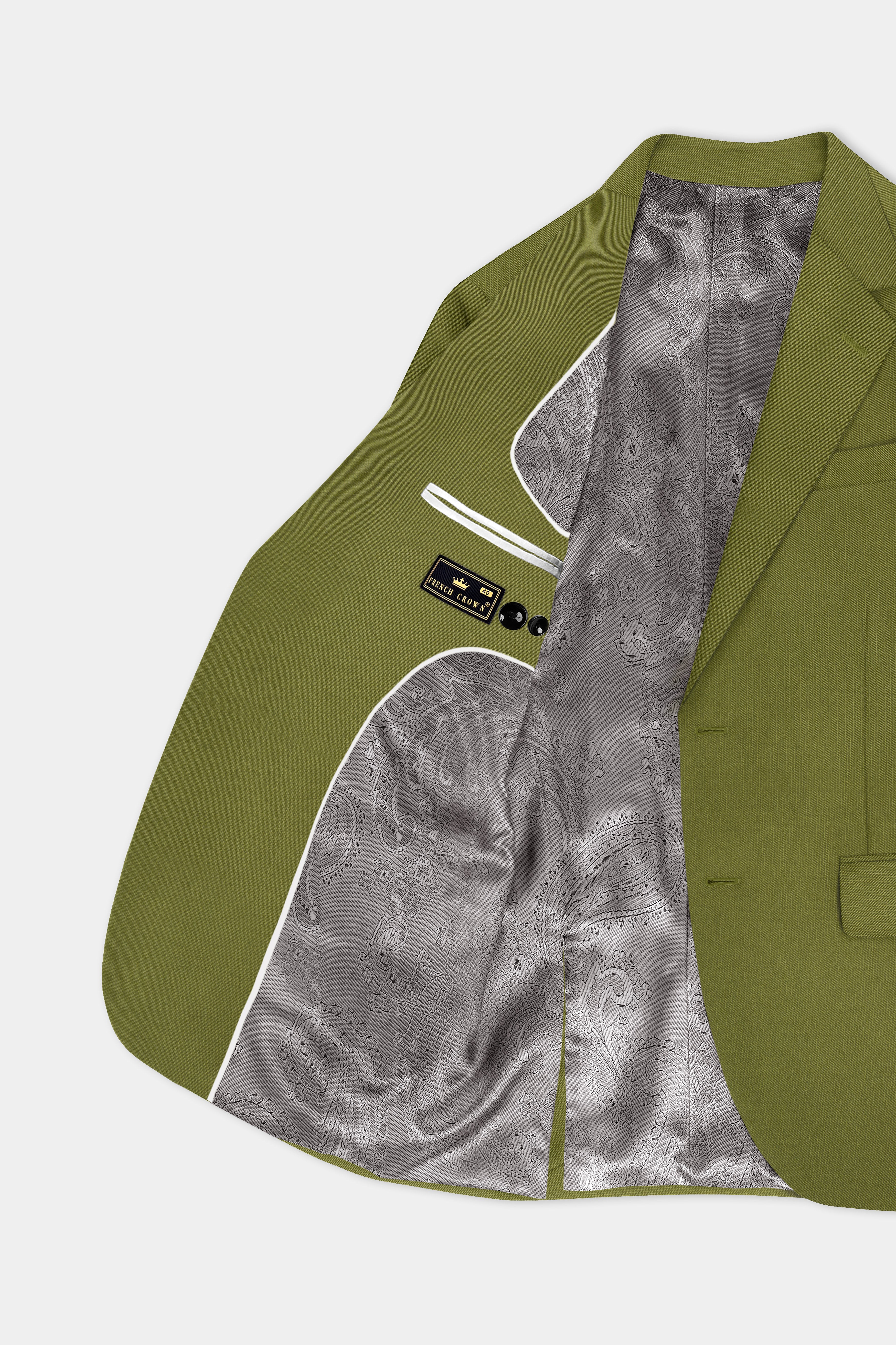 Glade-Muddy Green Solid Wool Rich Single Breasted Slight Stretch Blazer