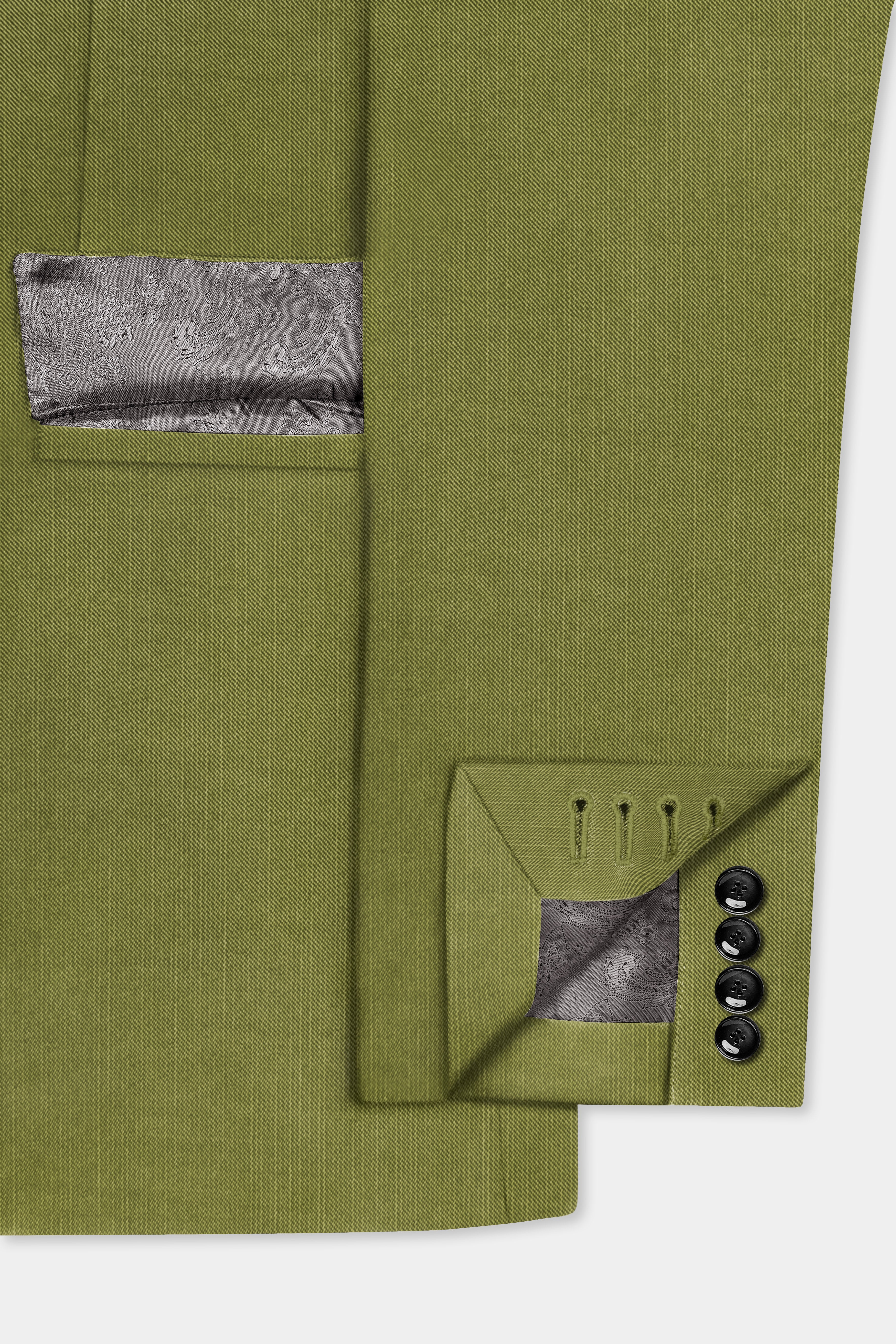 Glade-Muddy Green Solid Wool Rich Single Breasted Slight Stretch Blazer