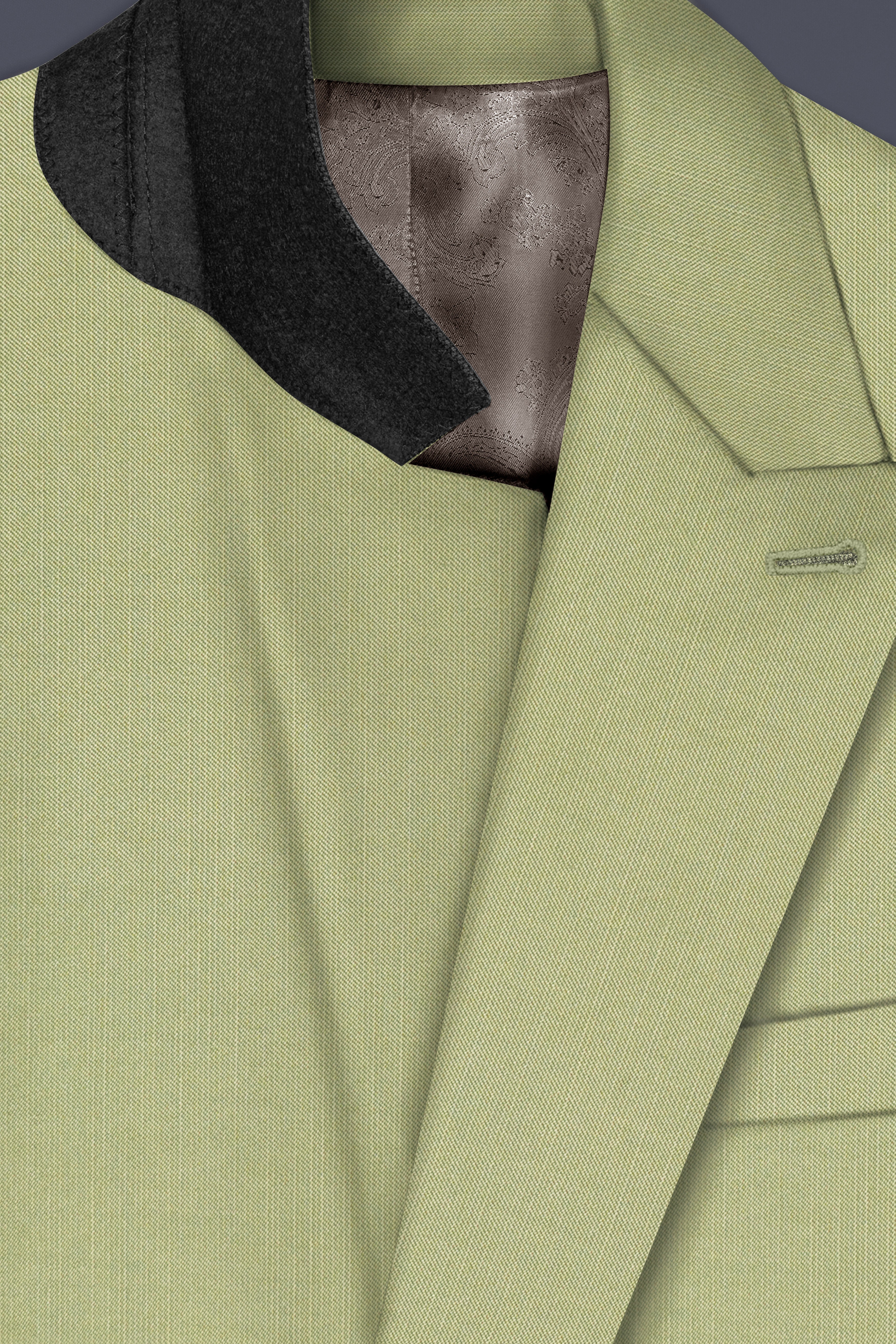 Marsh-Swamp Green Solid Wool Rich Double Breasted Slight Stretch Blazer