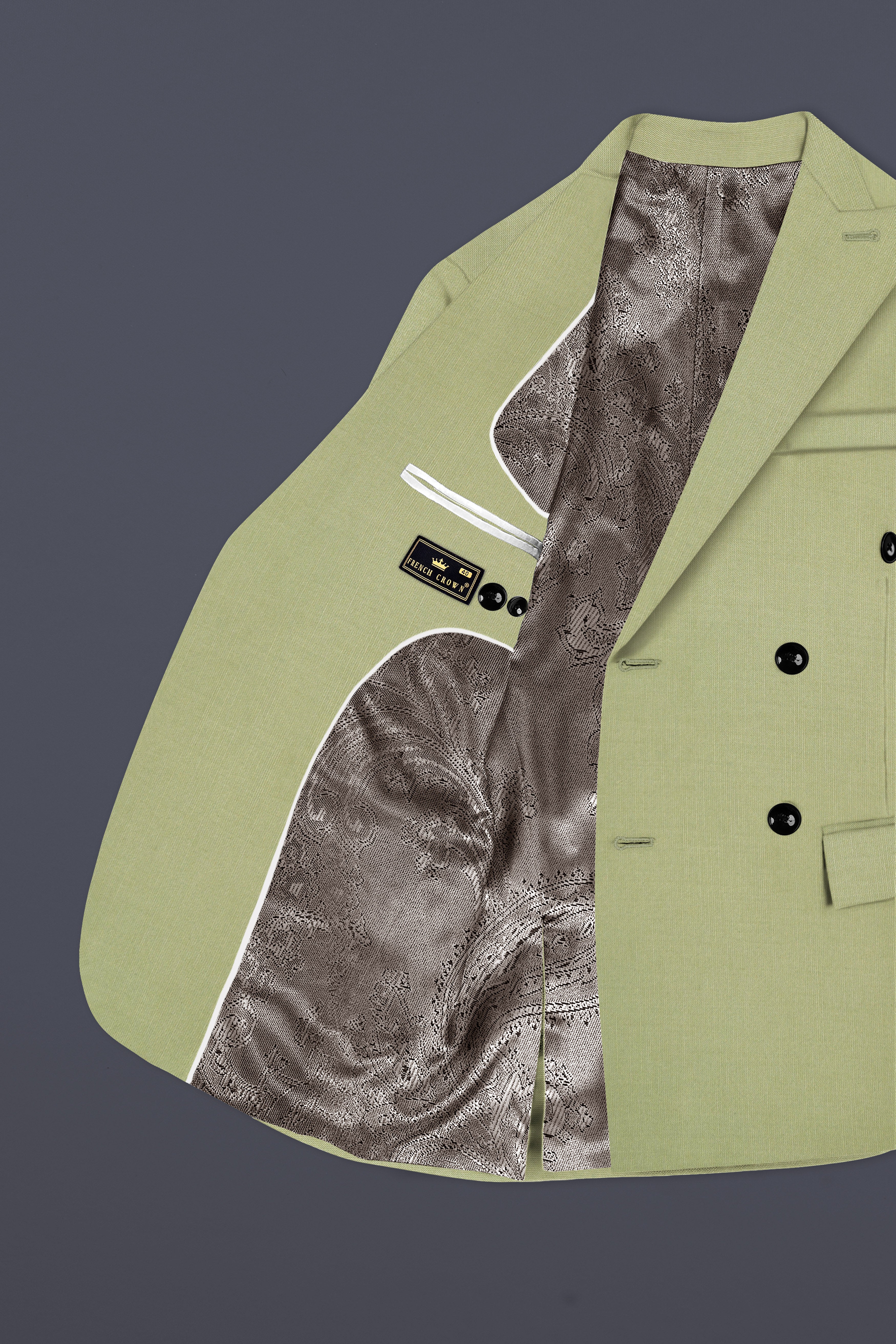 Marsh-Swamp Green Solid Wool Rich Double Breasted Stretchable Traveler Blazer