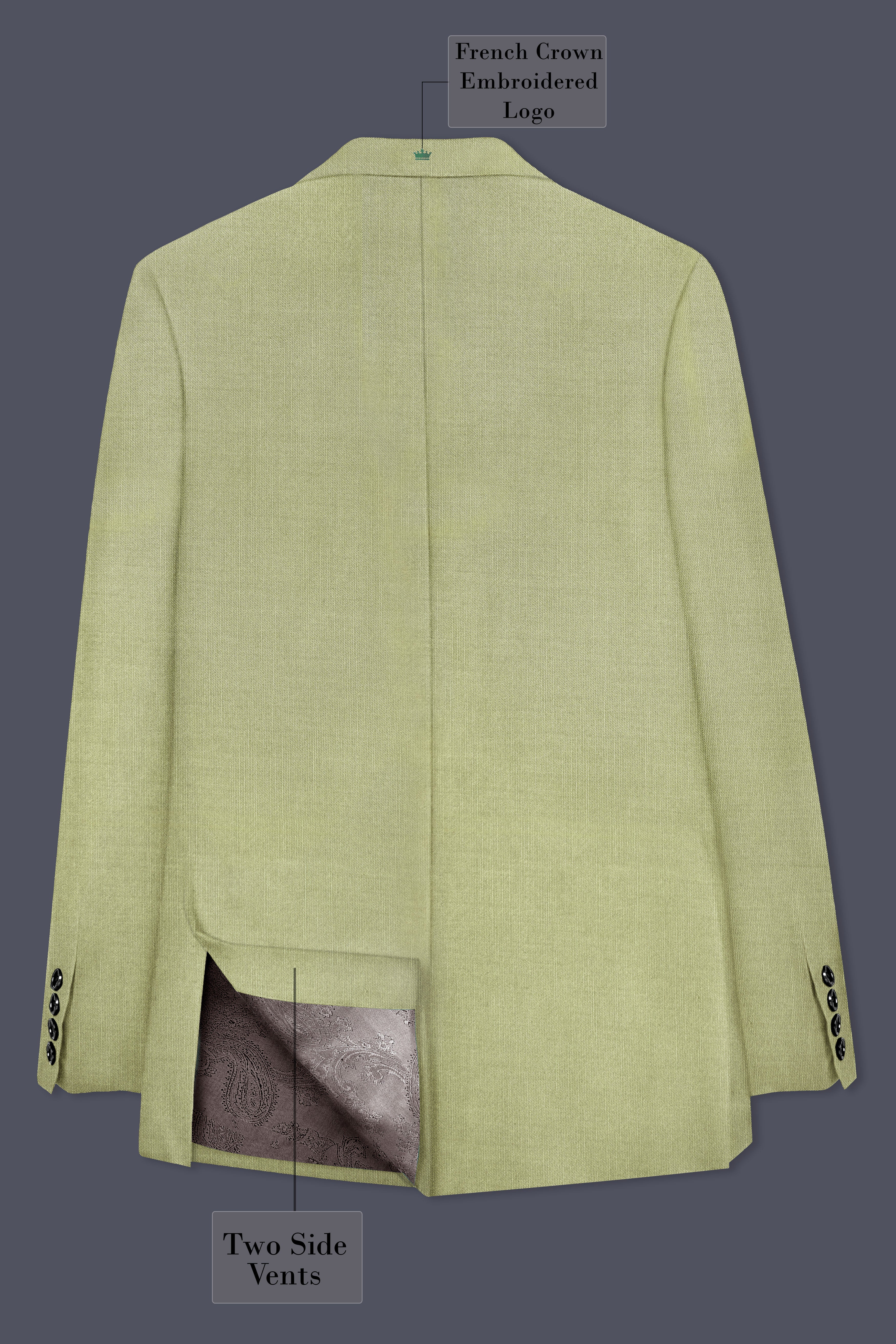 Marsh-Swamp Green Solid Wool Rich Double Breasted Stretchable Traveler Blazer