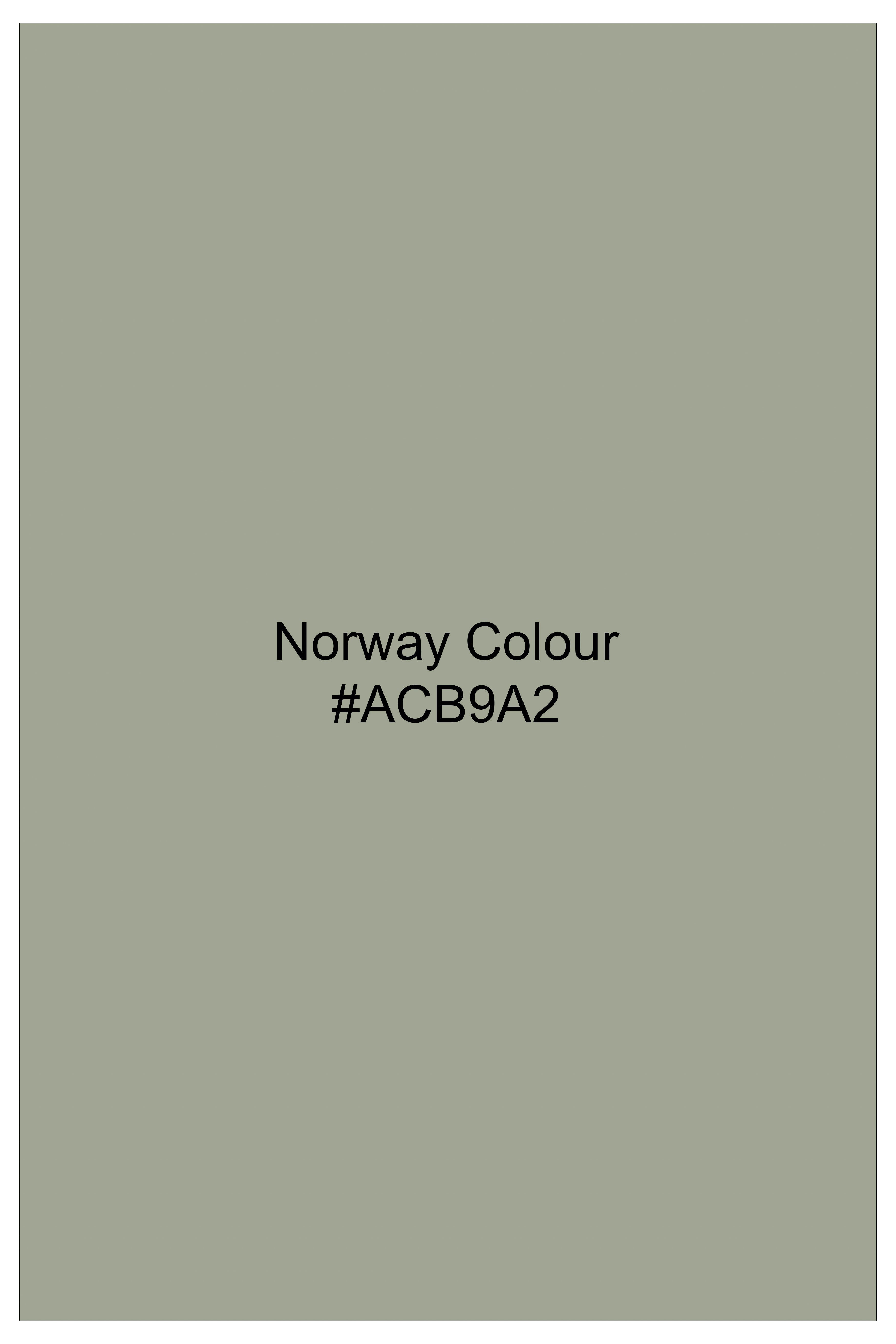 Lichen-Norway Green Solid Wool Rich Double Breasted Slight Stretch Blazer