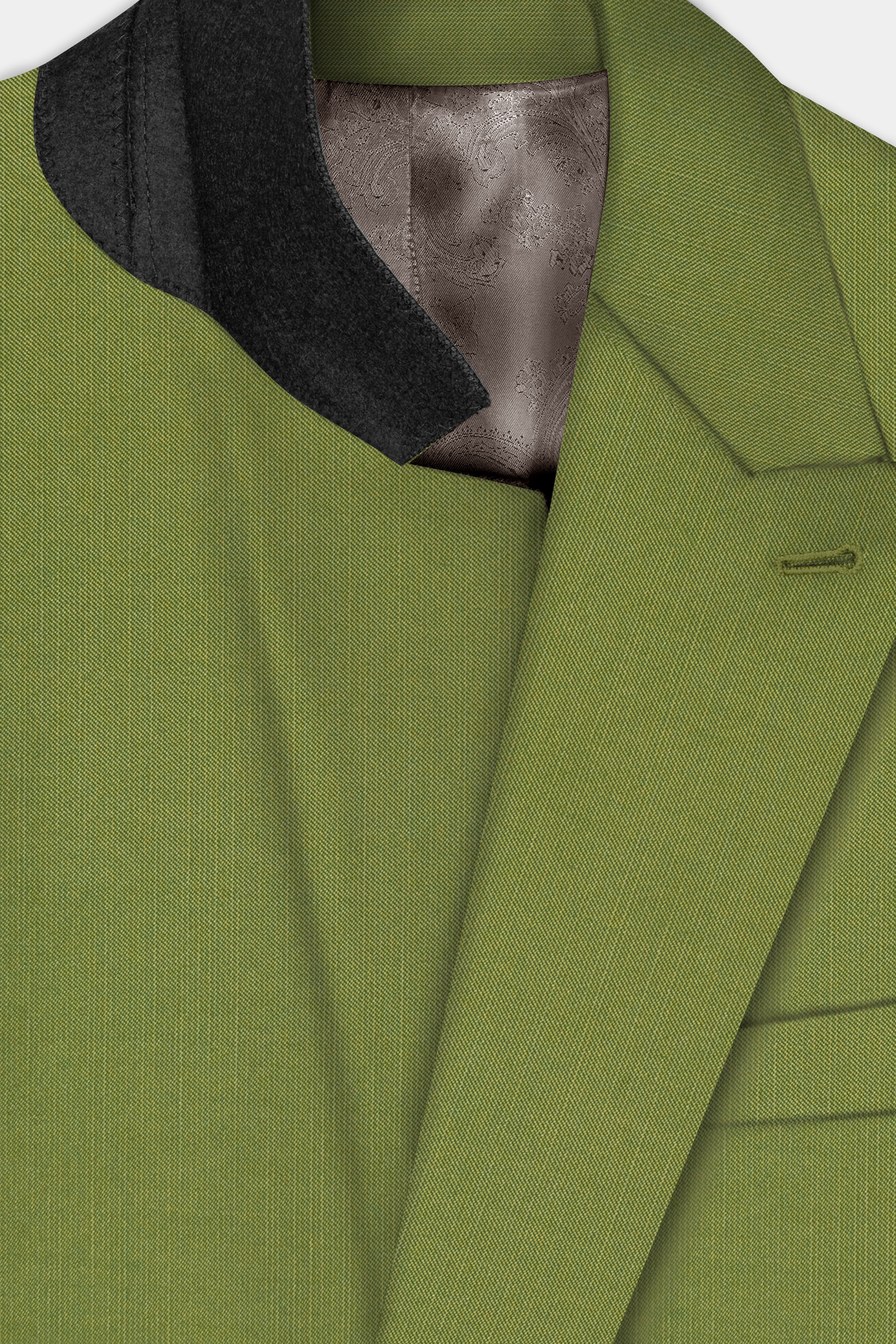 Pistachio-Wasabi Green Solid Wool Rich Double Breasted Slight Stretch Blazer