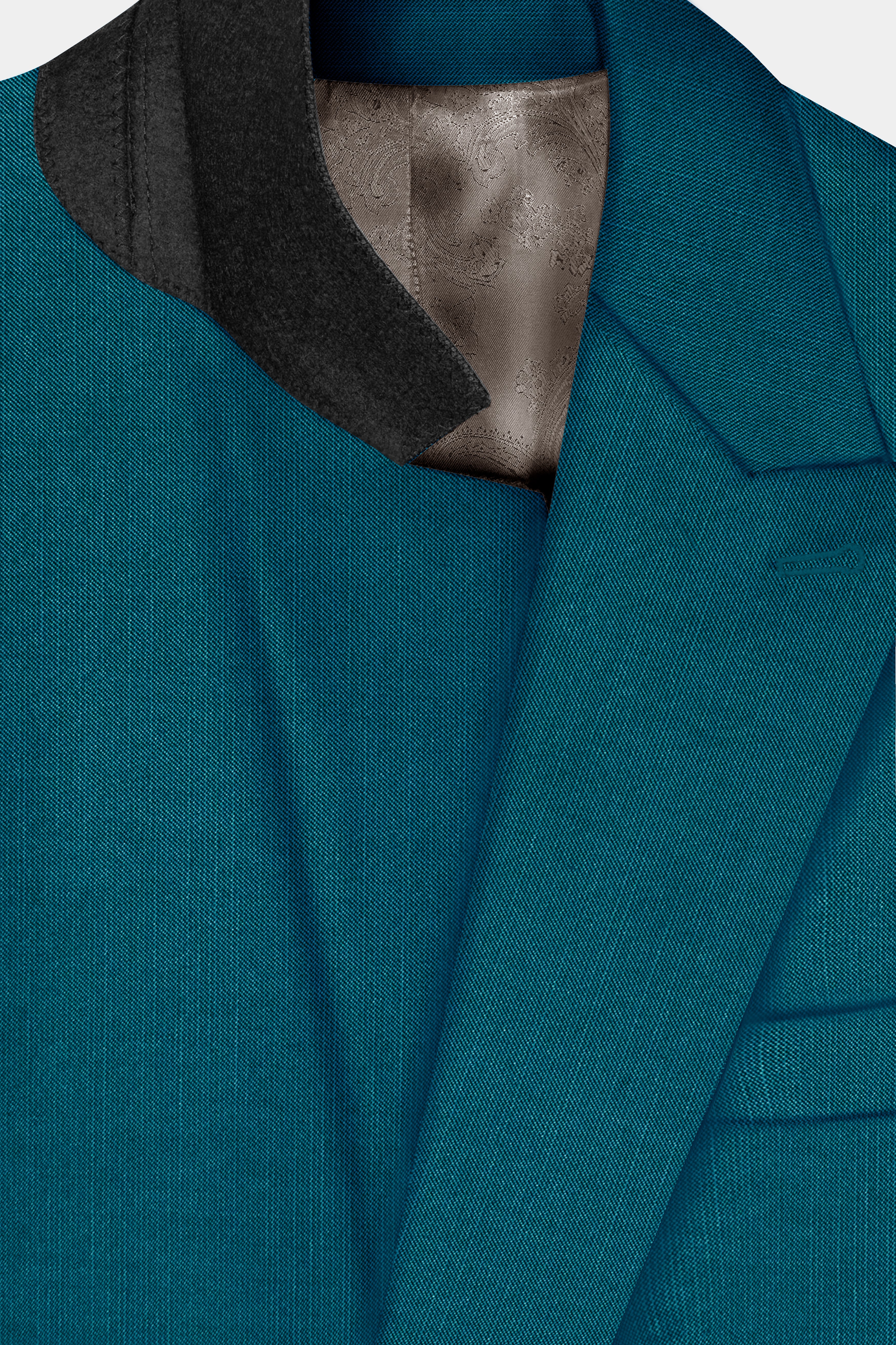 Sapphire-Peacock Blue Solid Wool Rich Double Breasted Stretchable traveler Blazer