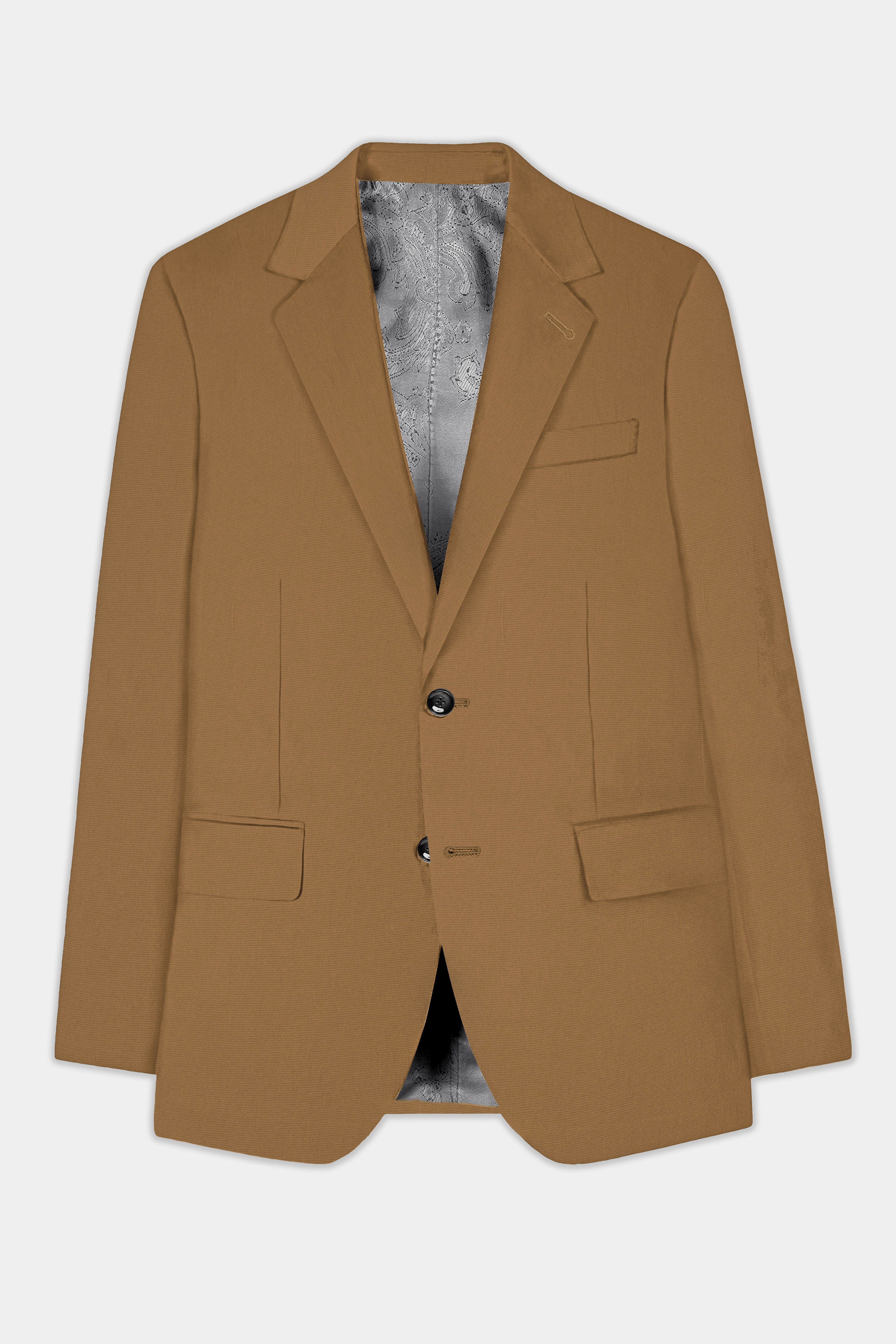 Roman Coffee Brown Solid Wool Rich Single Breasted Blazer
