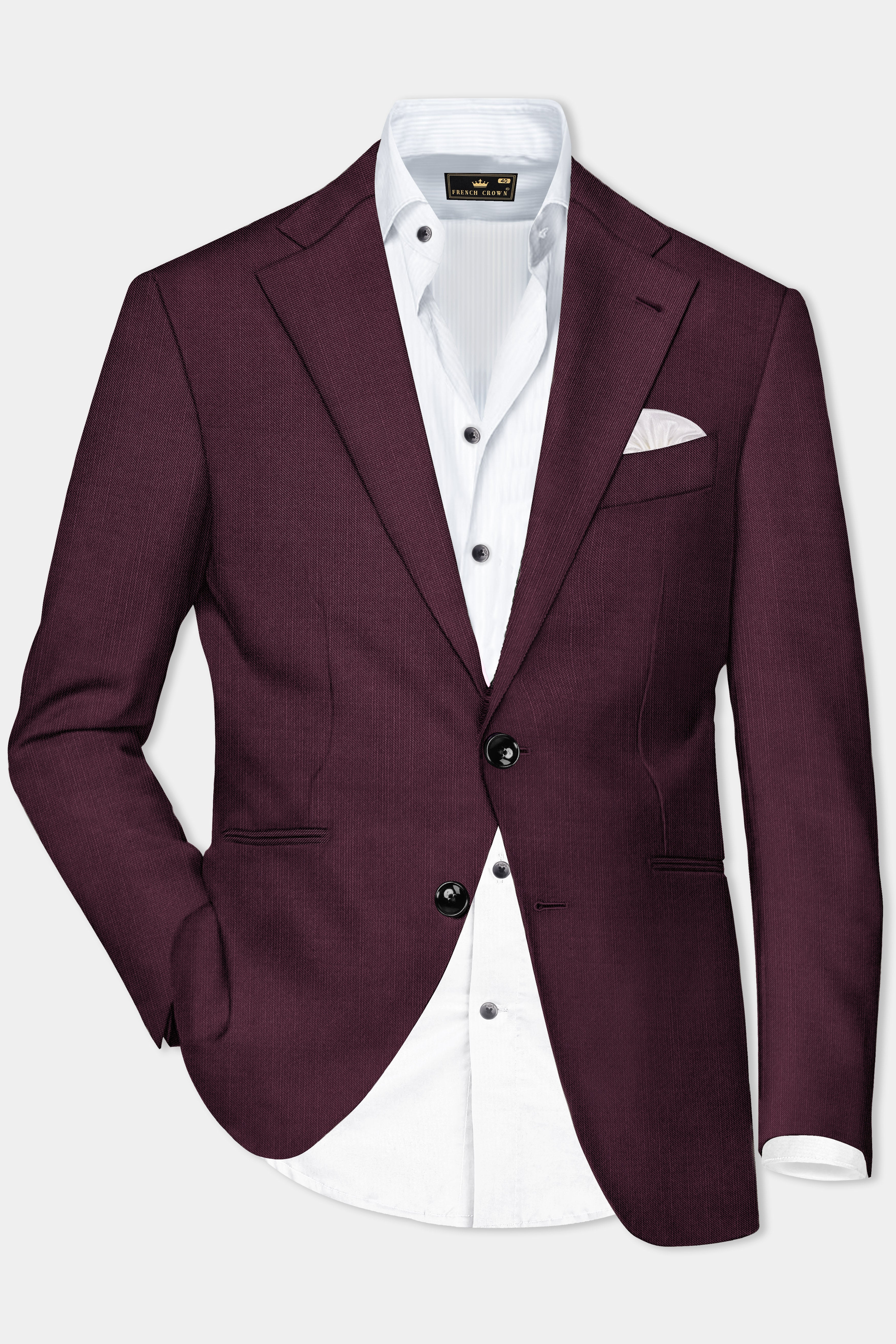 Merlot-Bistre Wine Maroon Solid Wool Rich Single Breasted Stretchable traveler Blazer