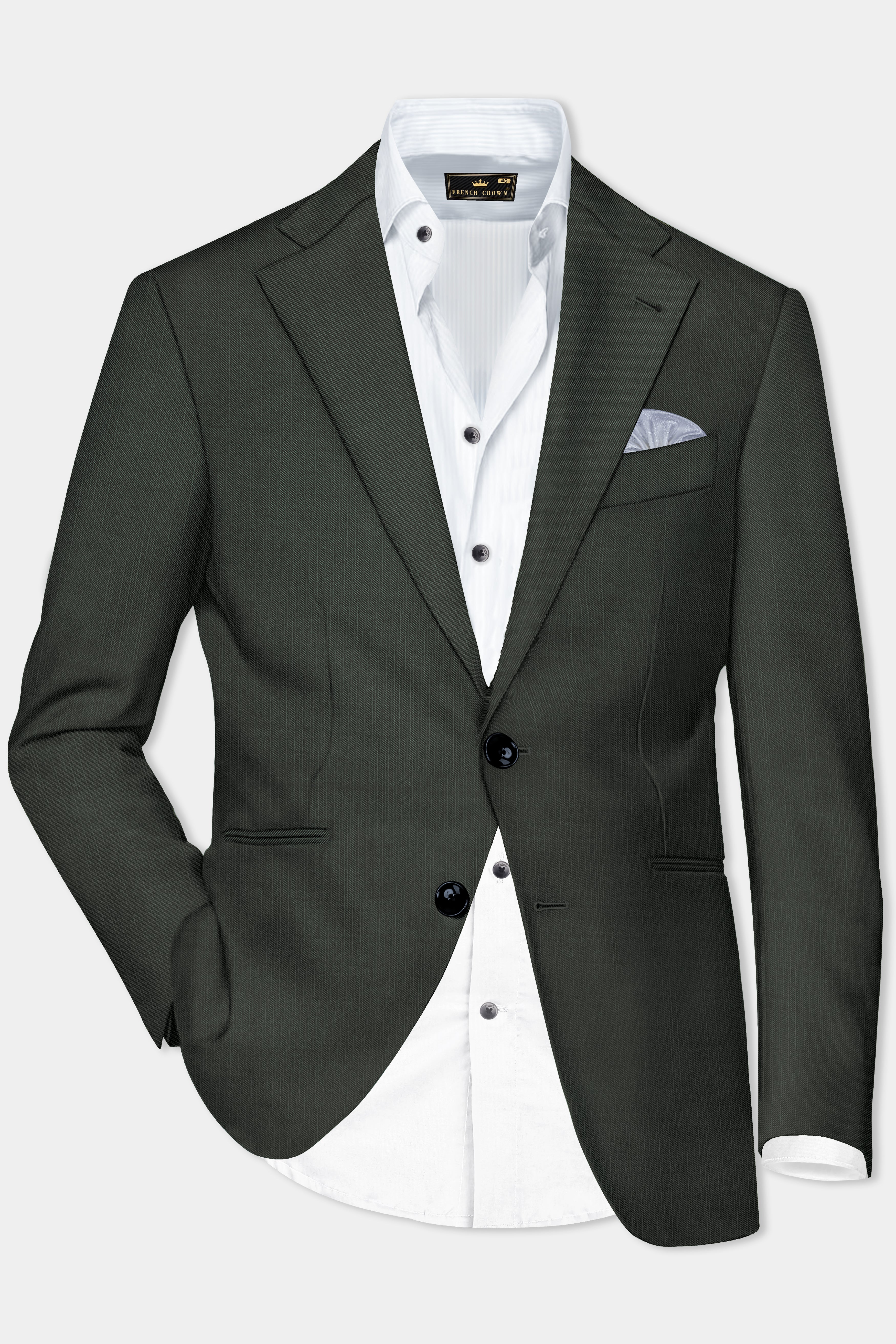 Shafton-Mine Shaft Green Solid Wool Rich Single Breasted Stretchable traveler Blazer