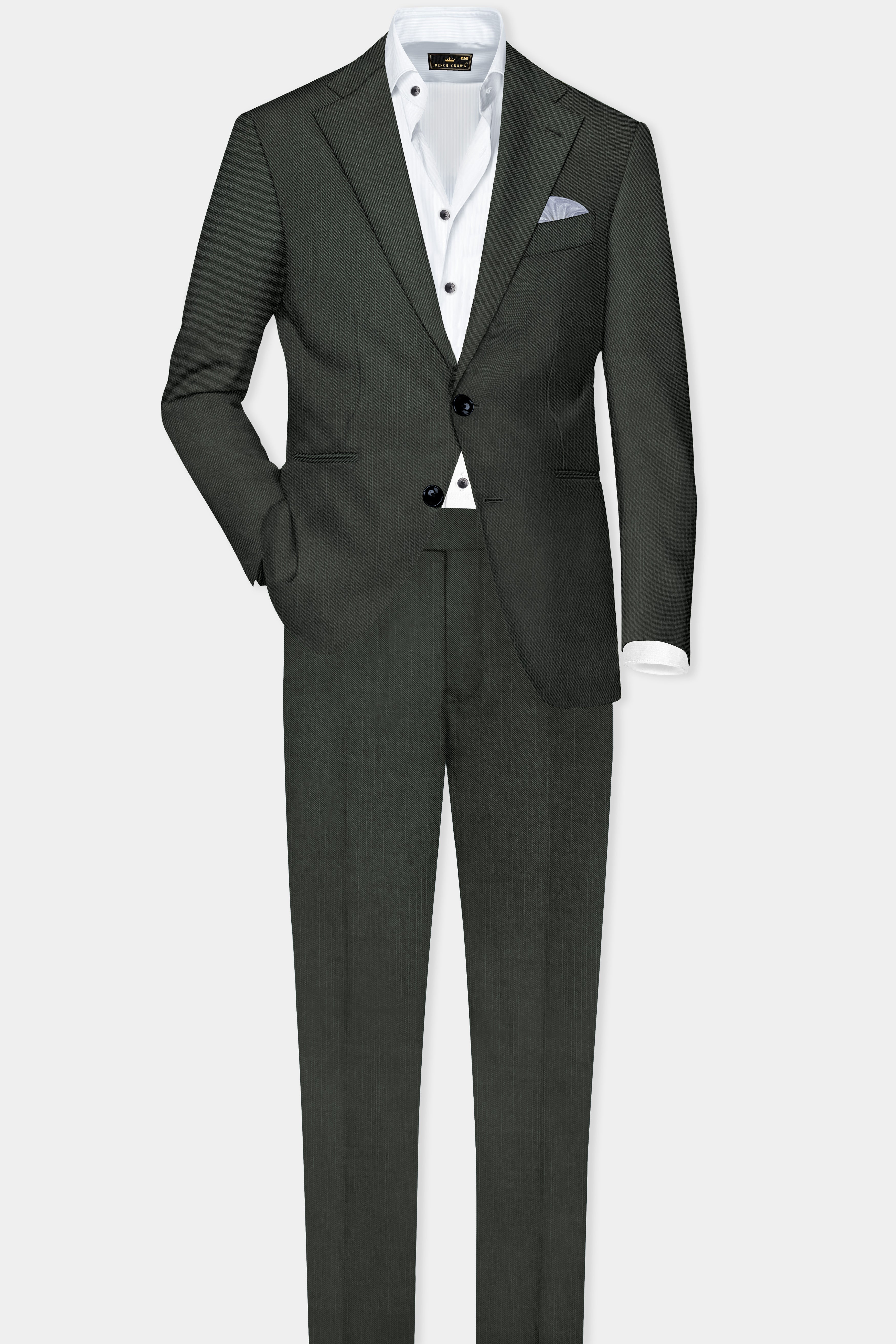 Shafton-Mine Shaft Green Solid Wool Rich Single Breasted Stretchable traveler Blazer