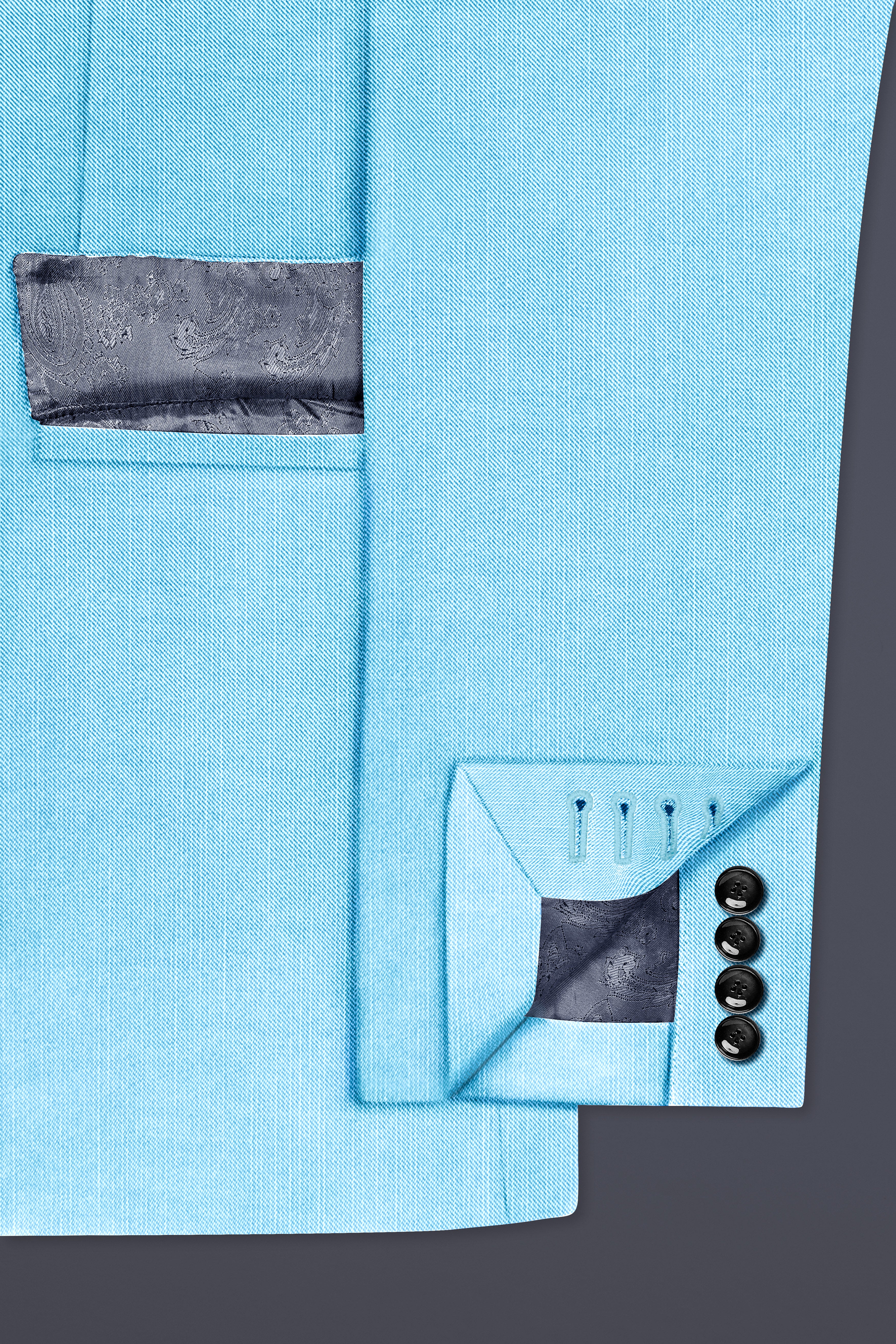 Iceland-Aquamarine Blue Solid Wool Rich Single Breasted Slight Stretch Blazer