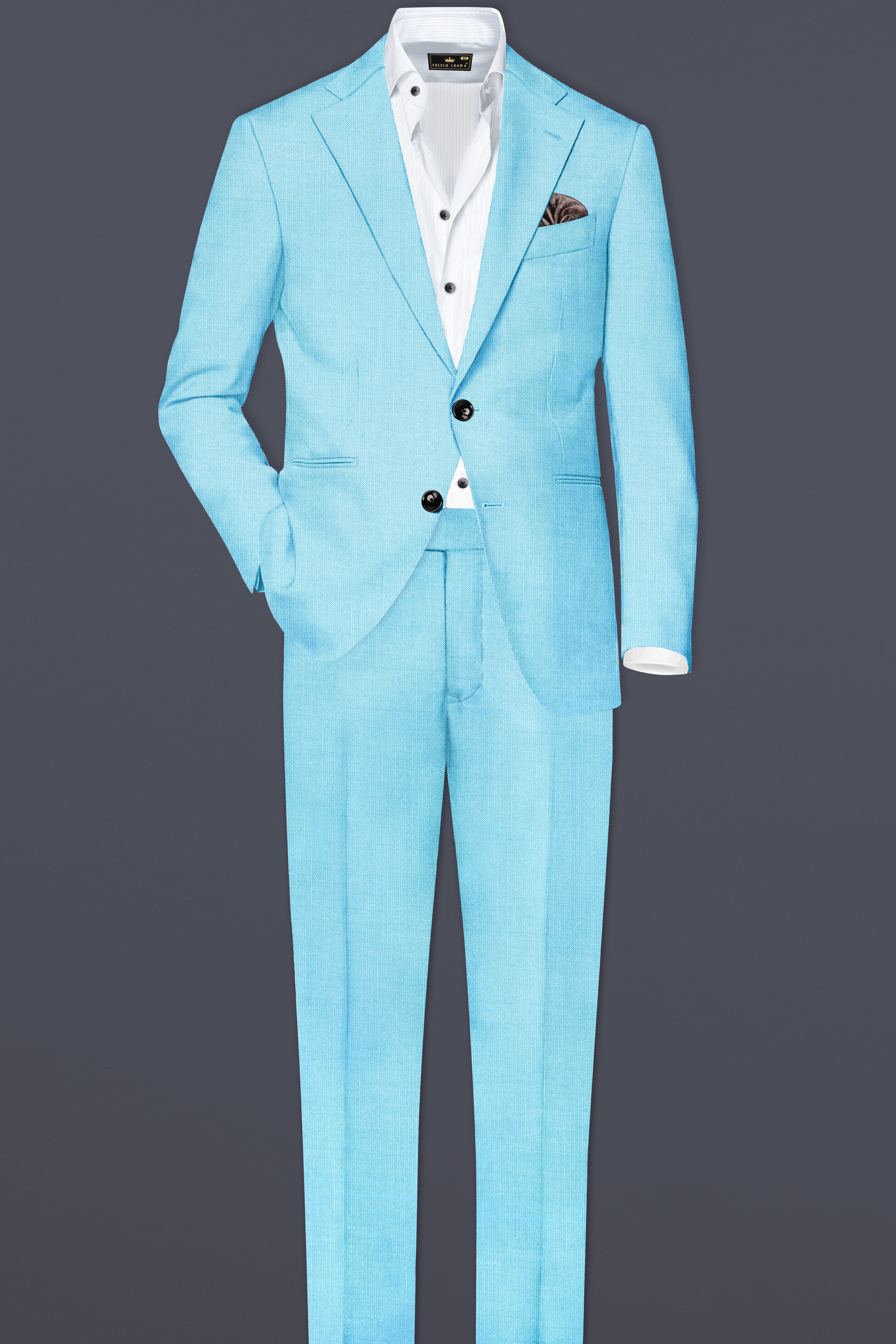 Iceland-Aquamarine Blue Solid Wool Rich Single Breasted Stretchable traveler Blazer