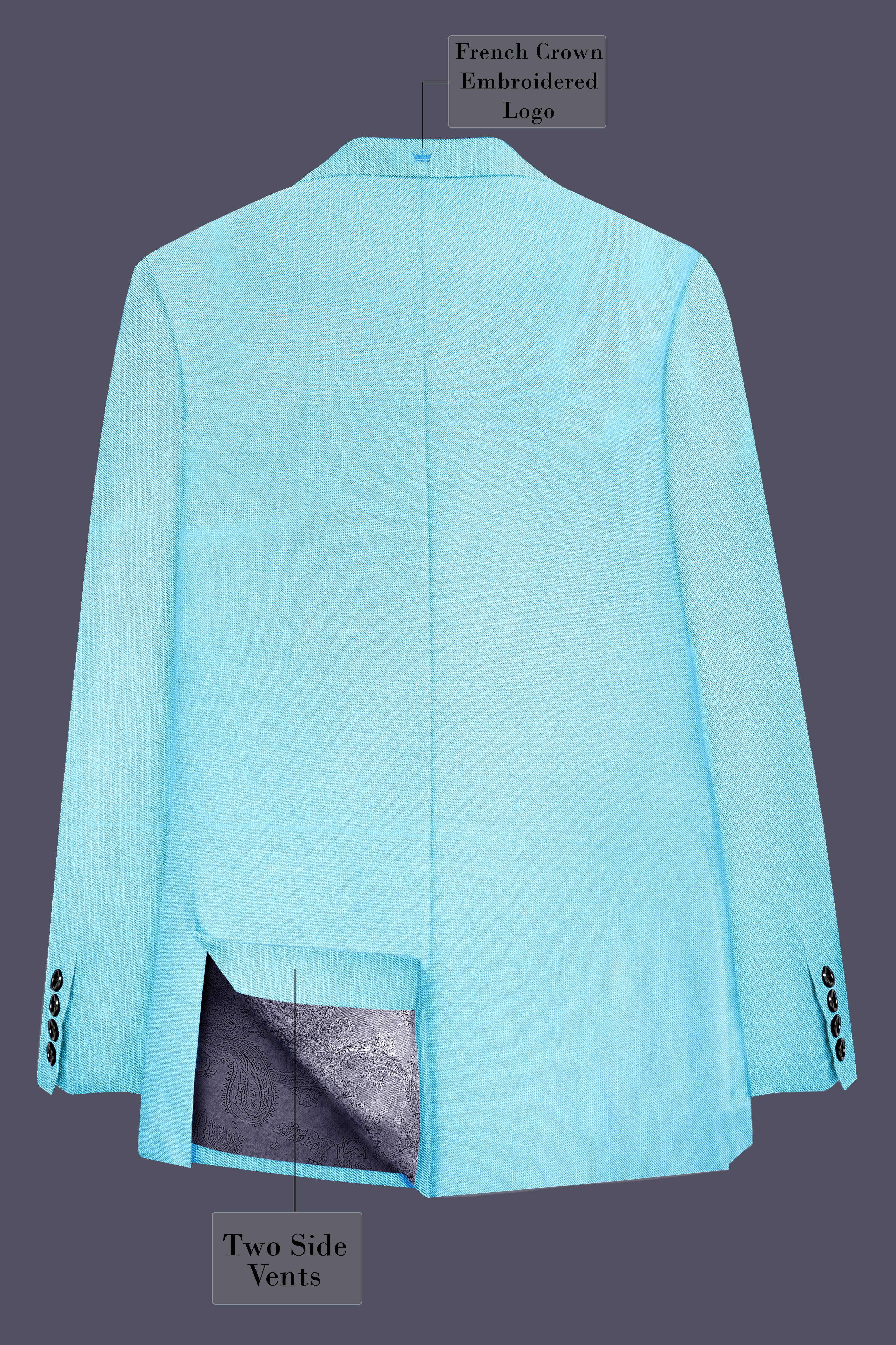 Iceland-Aquamarine Blue Solid Wool Rich Single Breasted Slight Stretch Blazer