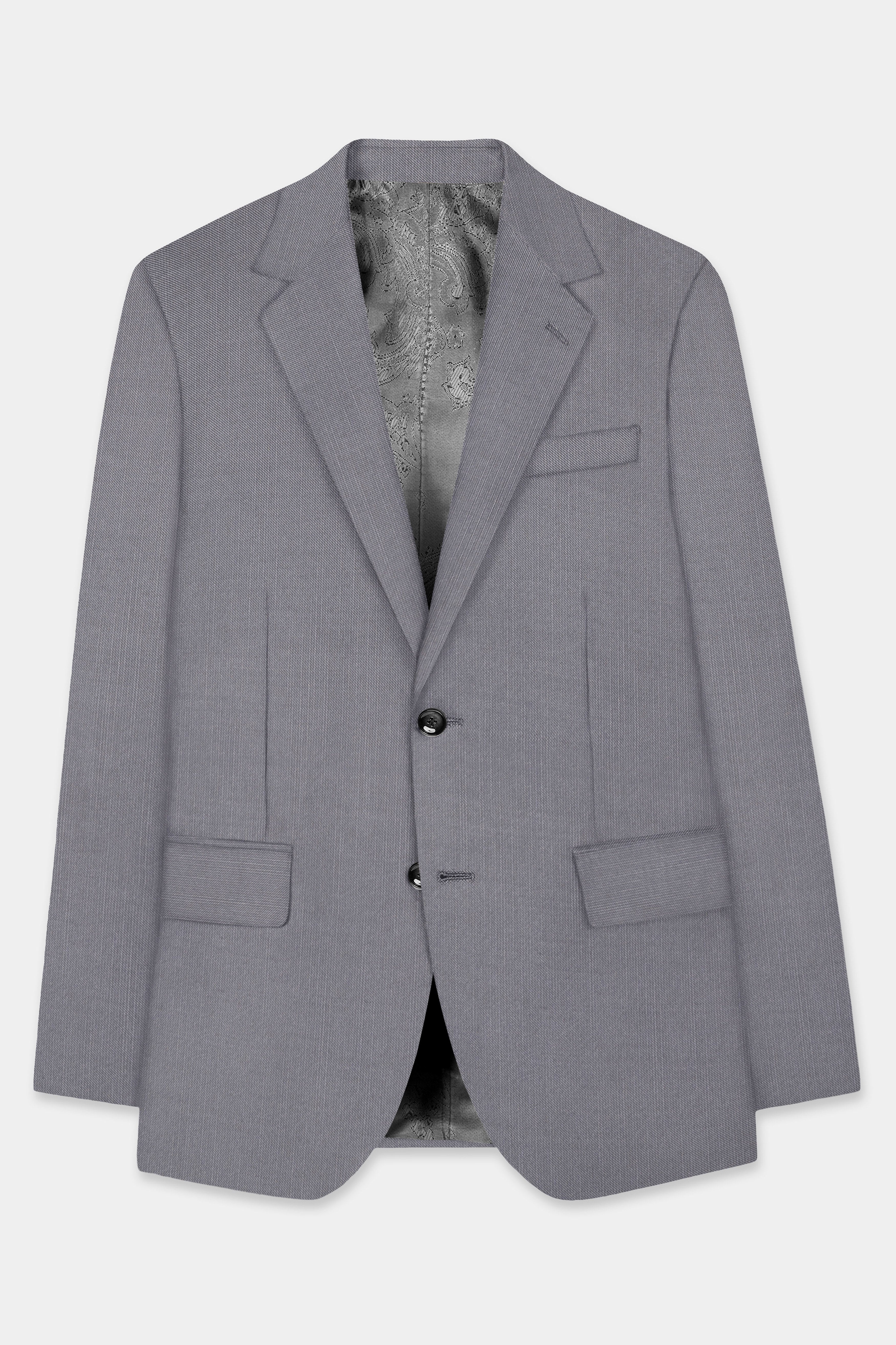 Dorian-Friar Gray Solid Wool Rich Single Breasted Slight Stretch Blazer