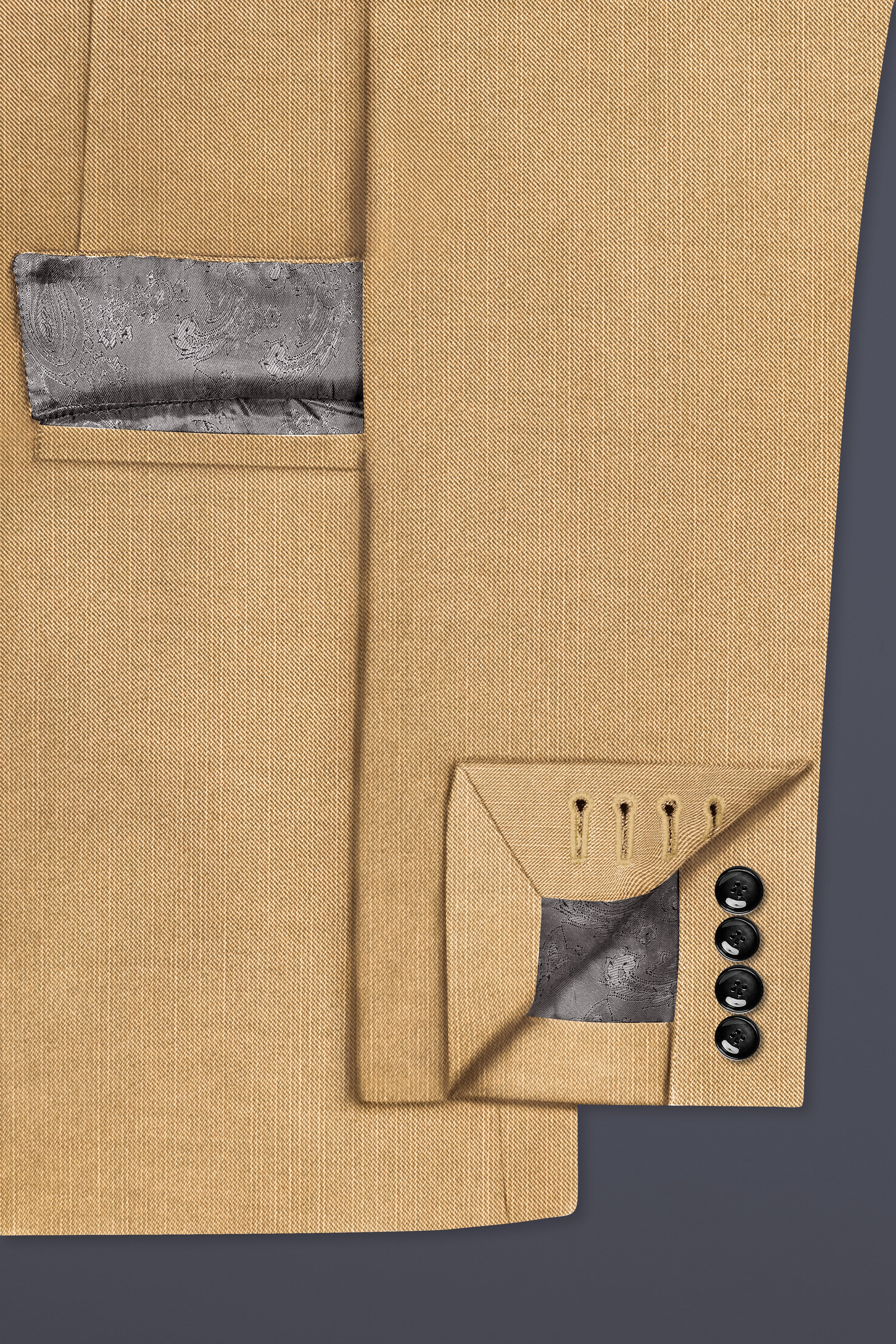 Sepia-Twine Brown Solid Wool Rich Single Breasted Slight Stretch Blazer