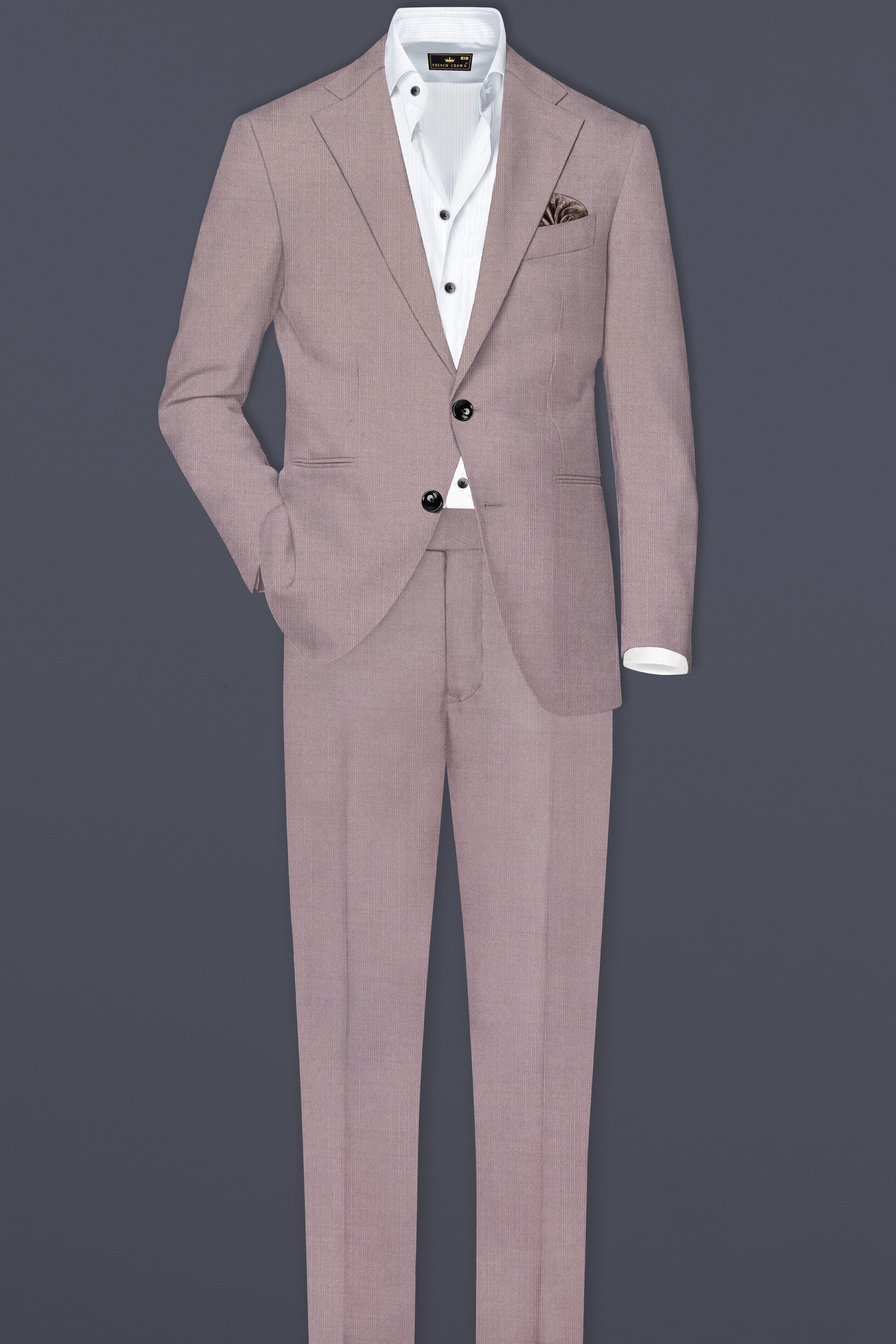 Amour-Rose Quartz Pink Solid Wool Rich Single Breasted Slight Stretch Blazer