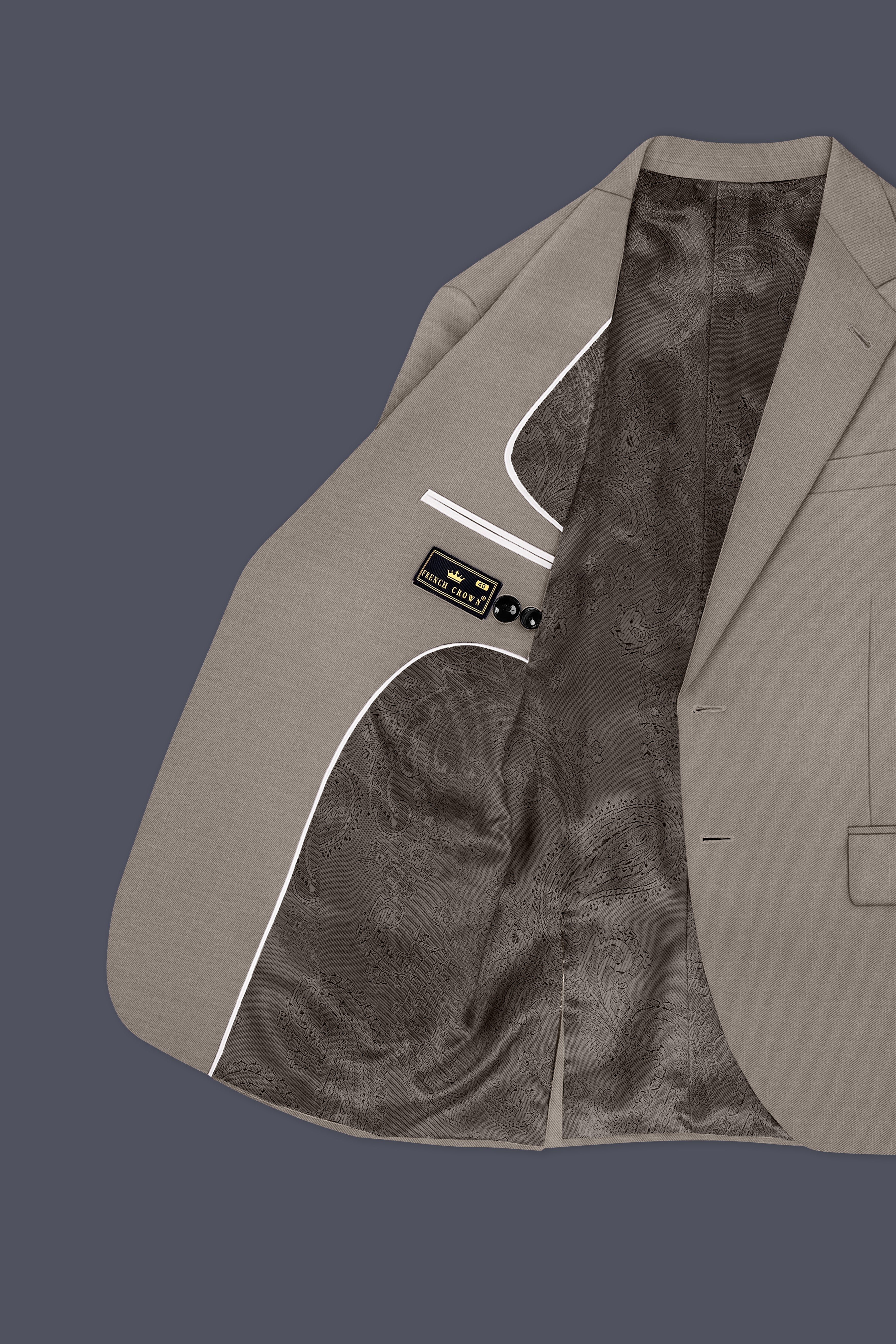 Amour-Dusty Brown Solid Wool Rich Single Breasted Slight Stretch Blazer