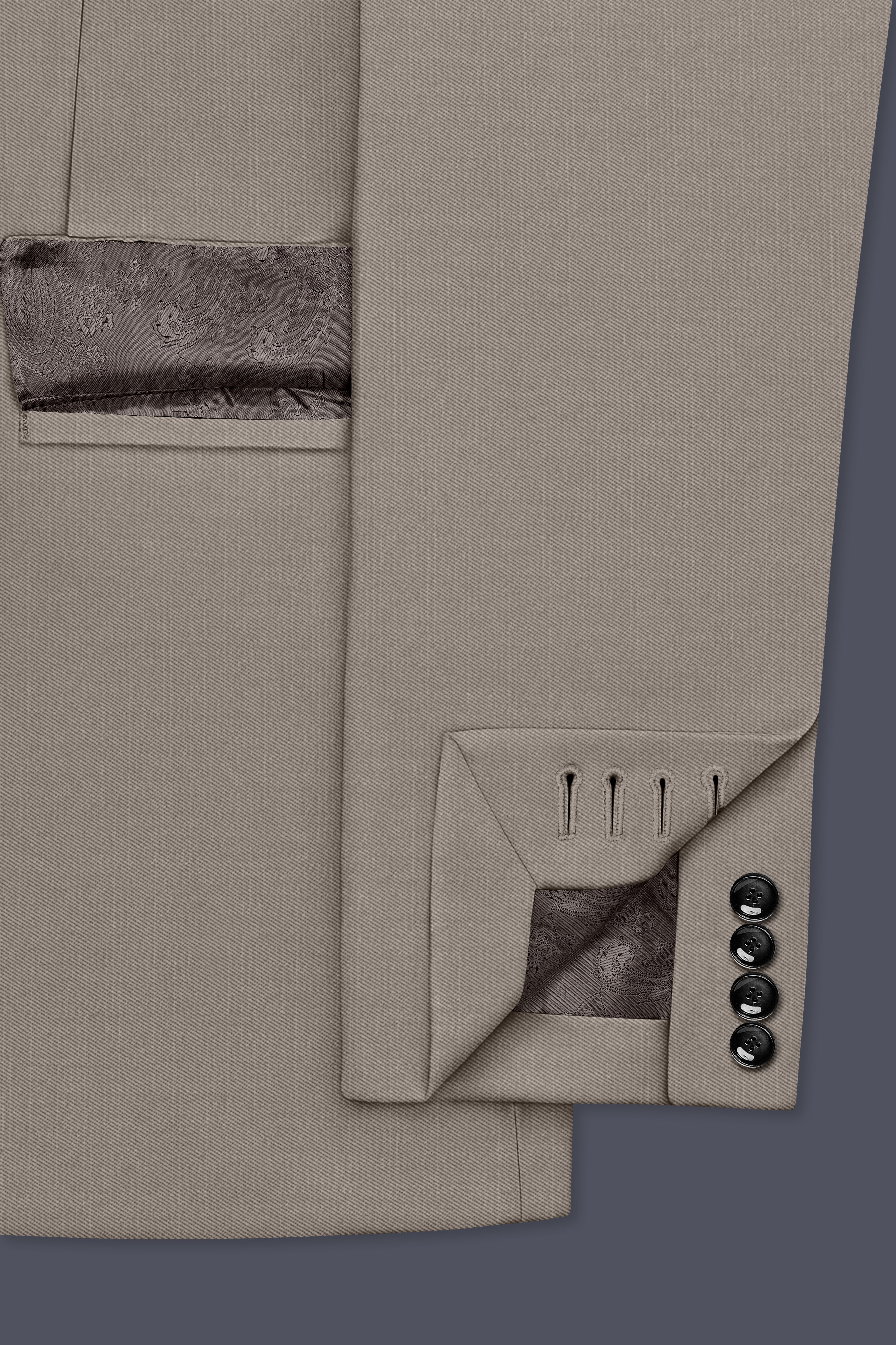 Amour-Dusty Brown Solid Wool Rich Single Breasted Slight Stretch Blazer