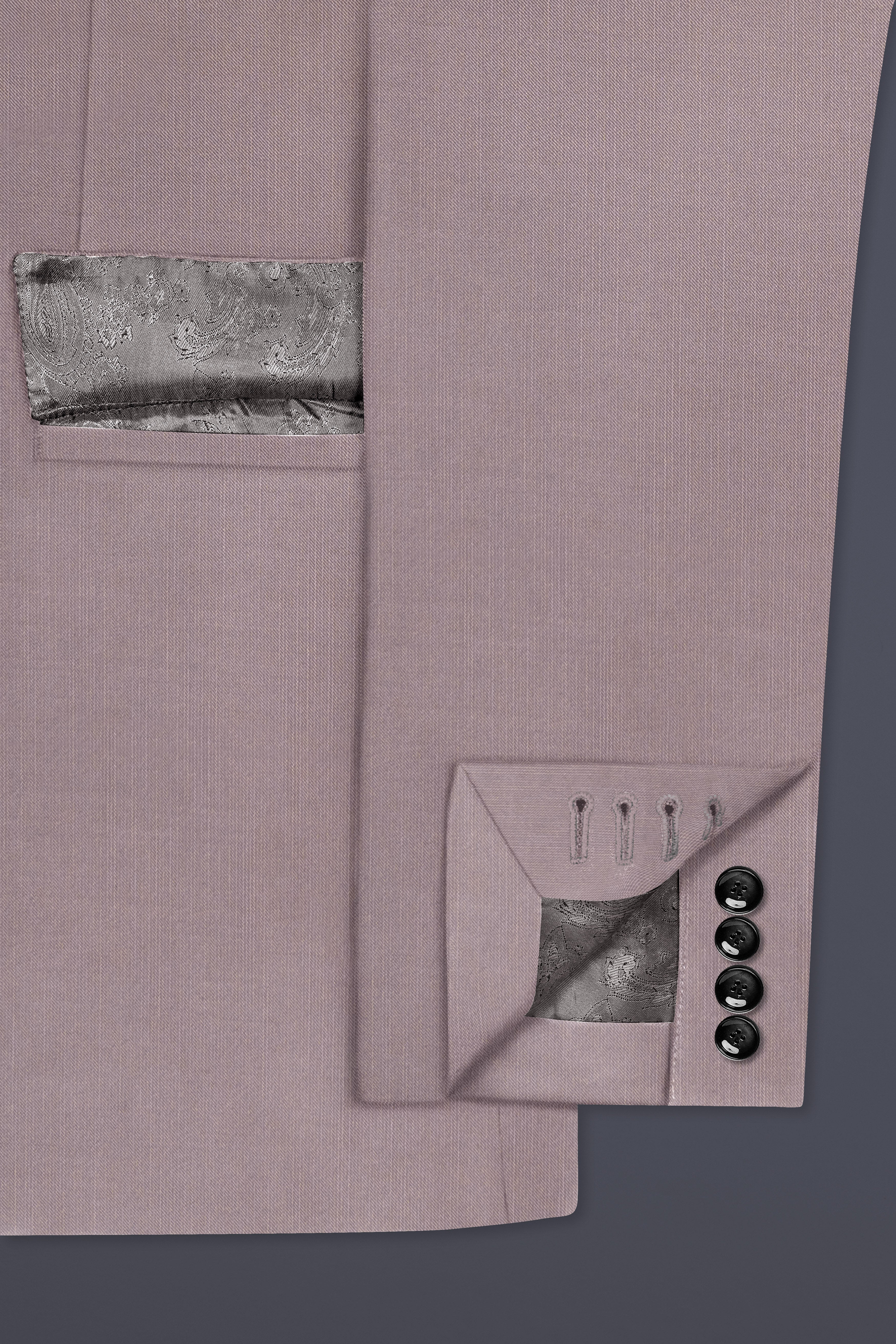 Amour-Rose Quartz Pink Solid Wool Rich Single Breasted Slight Stretch Blazer