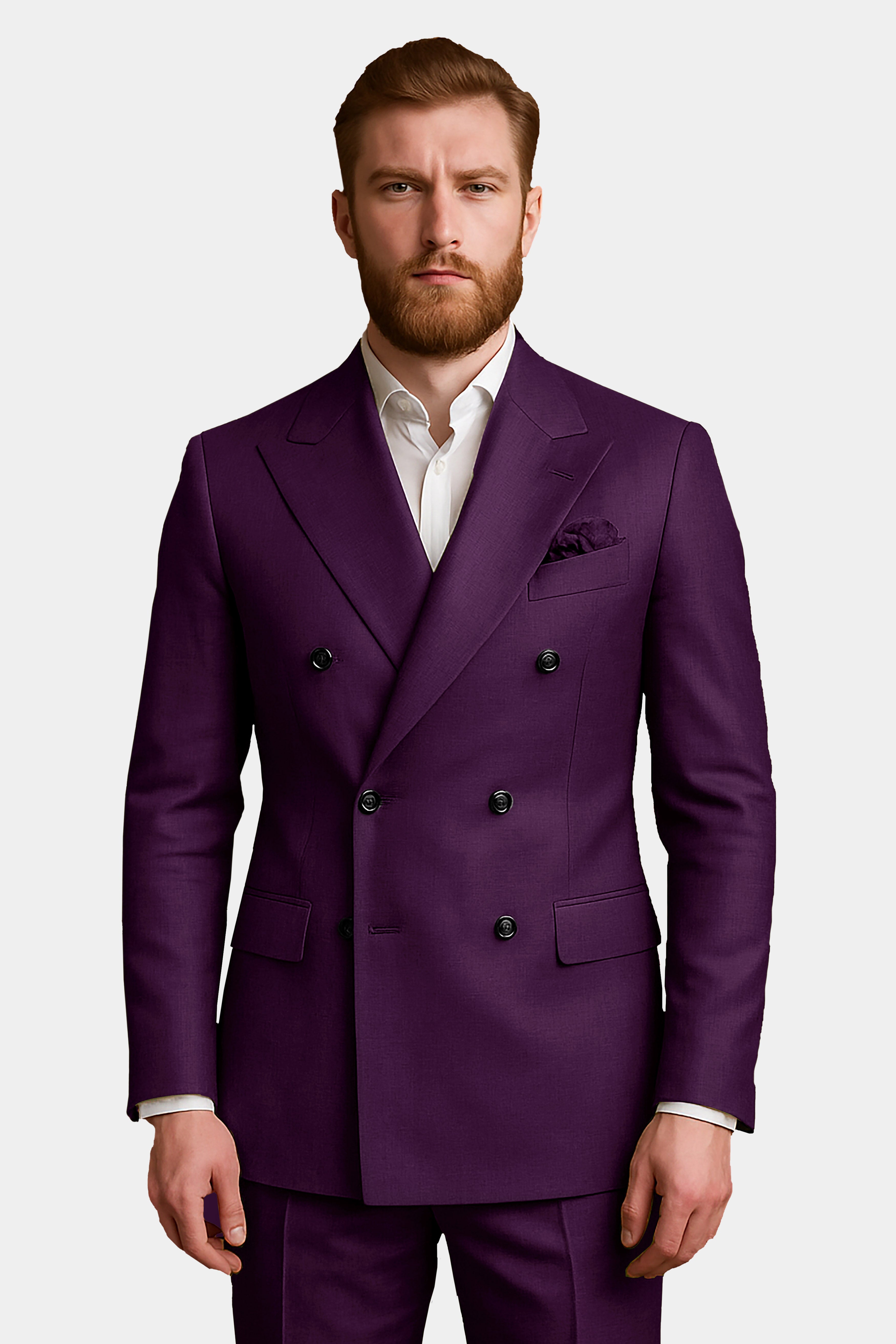 Orchid-Grape Purple Solid Wool Rich Double Breasted Stretchable traveler Blazer
